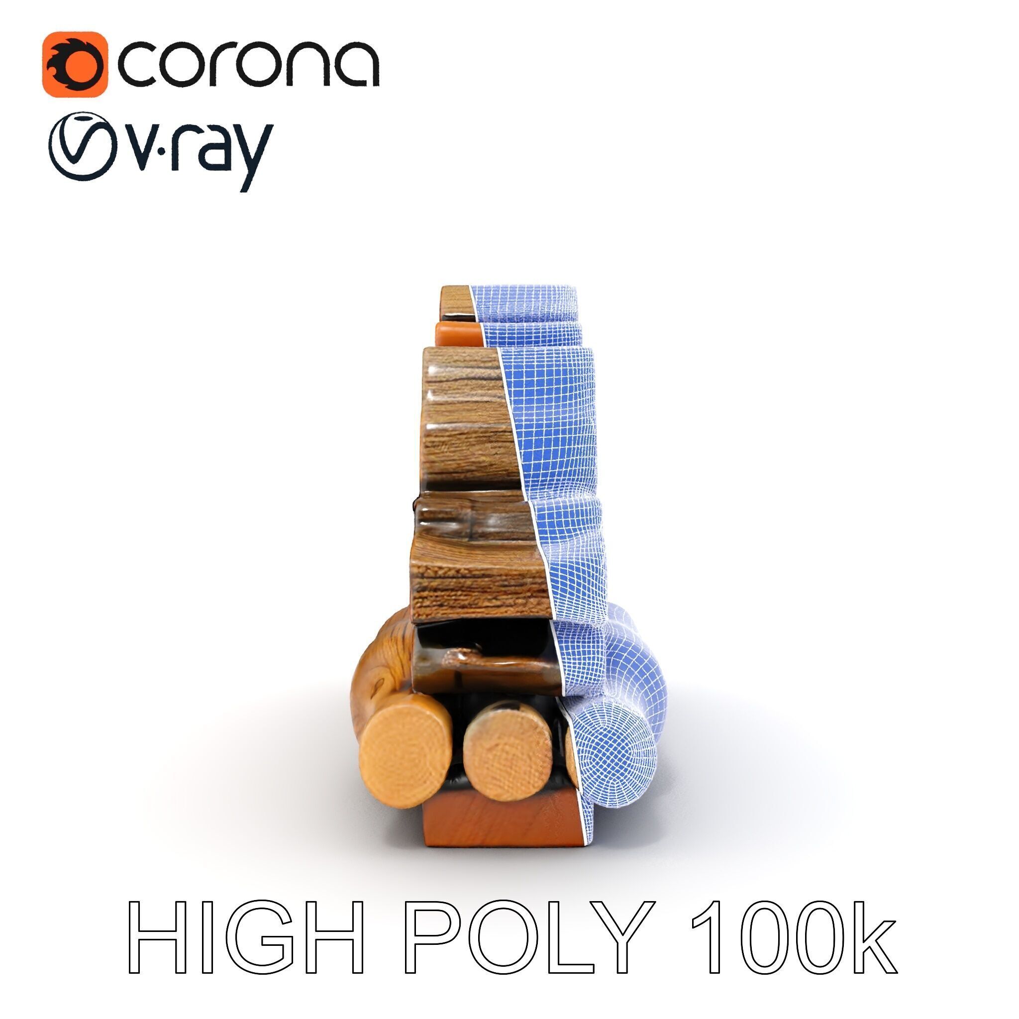 Realistic Firewood Stack Model Pack Low-poly 3D model_29