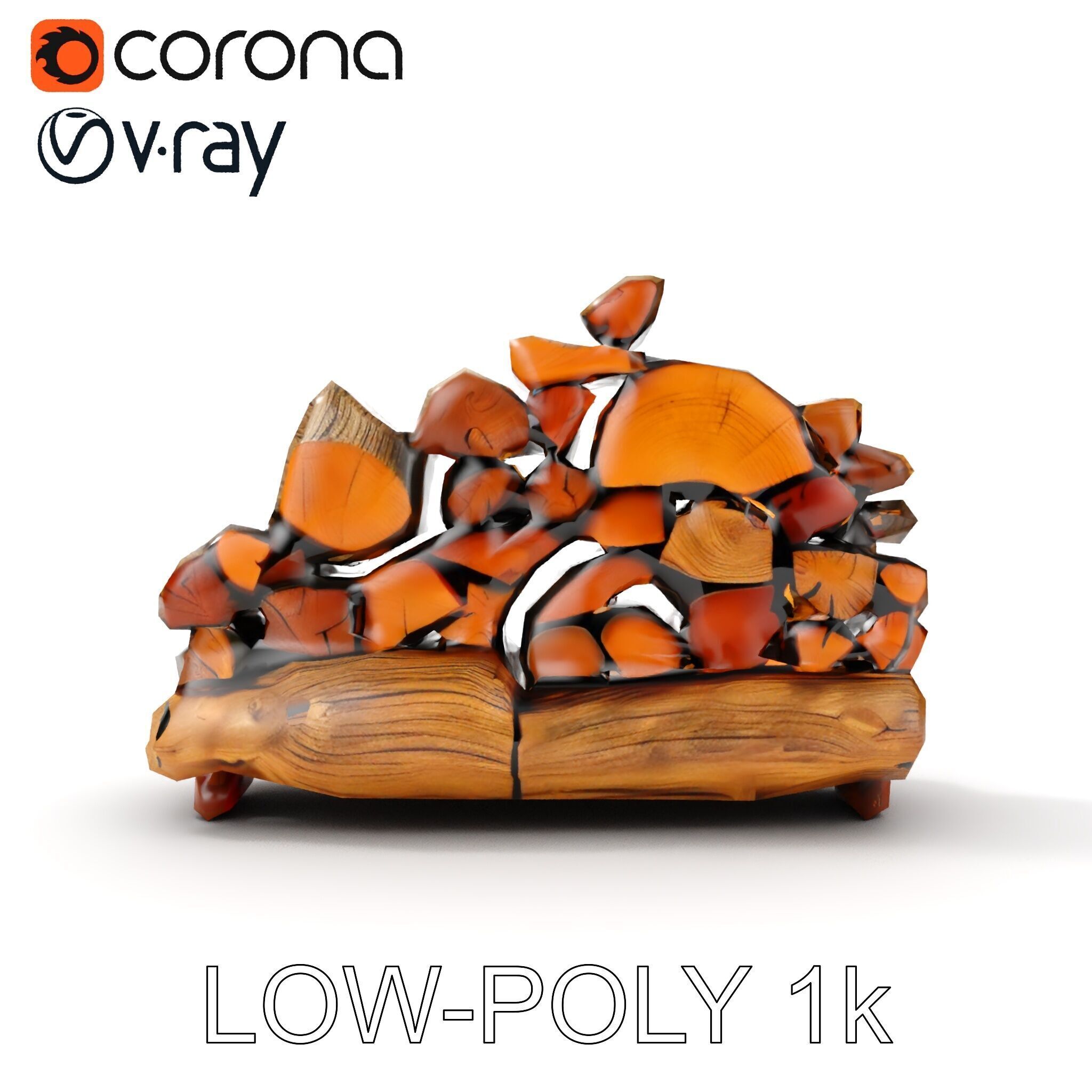 Realistic Firewood Stack Model Pack Low-poly 3D model_25