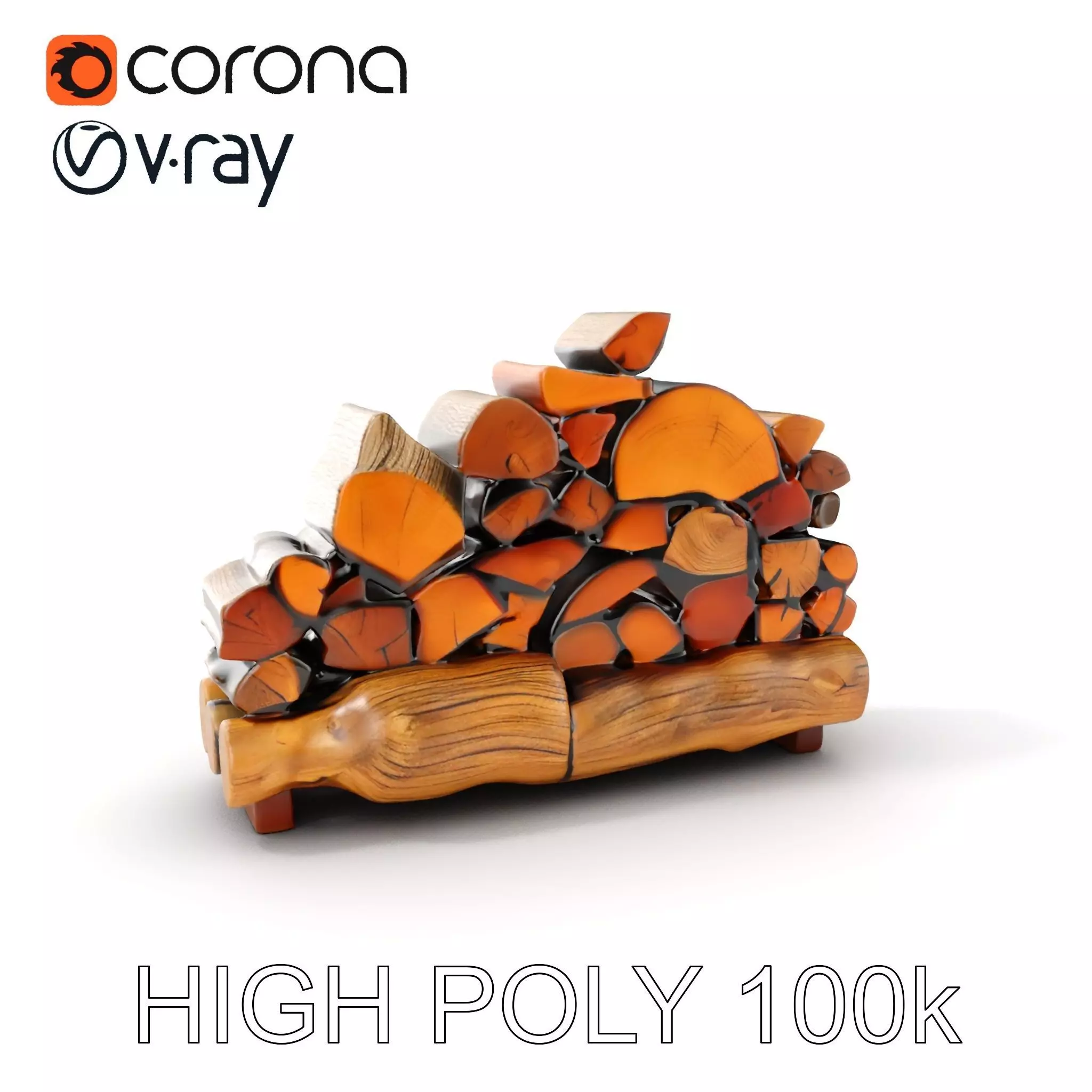 Realistic Firewood Stack Model Pack Low-poly 3D model_0