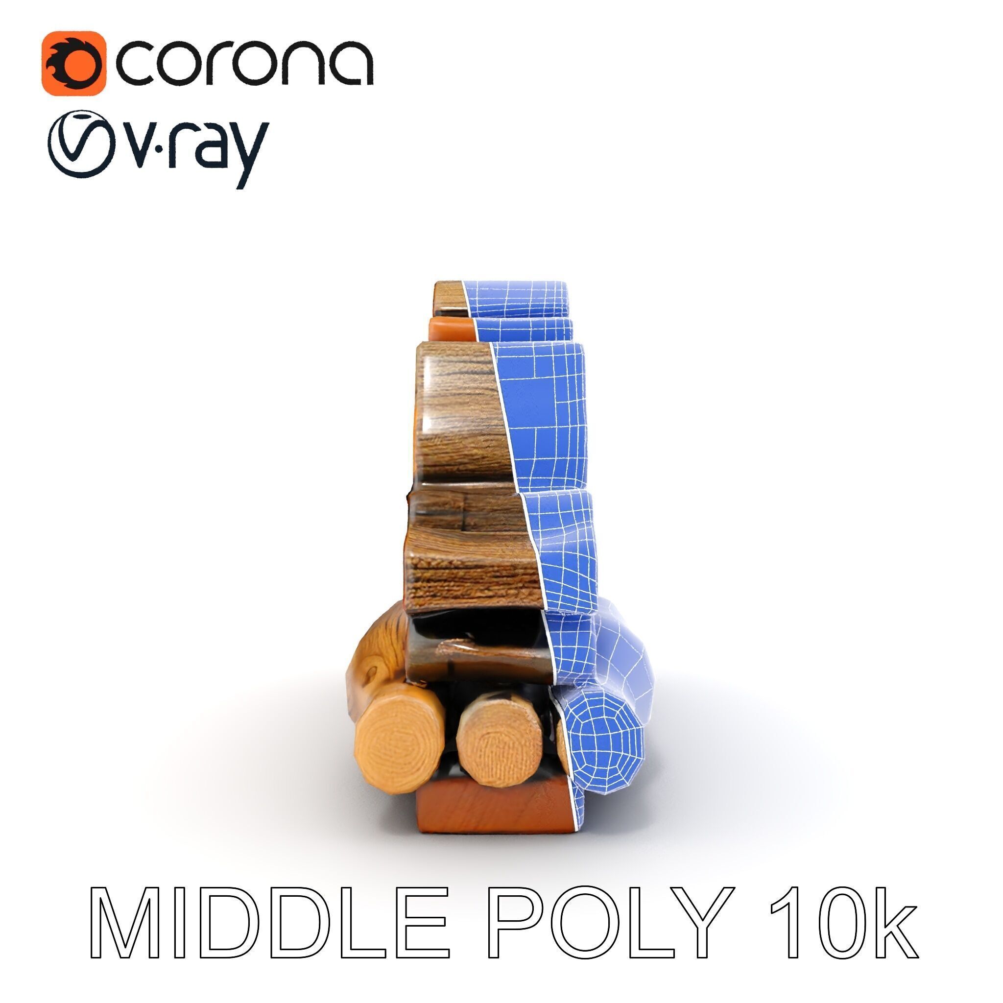 Realistic Firewood Stack Model Pack Low-poly 3D model_16