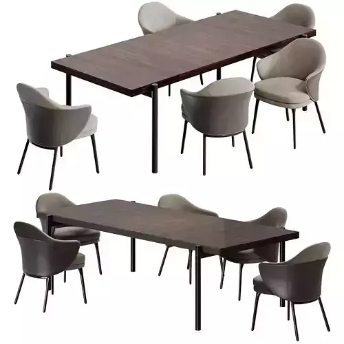 Minotti Dining Set Angie Chairs Superquadra Table 3D model