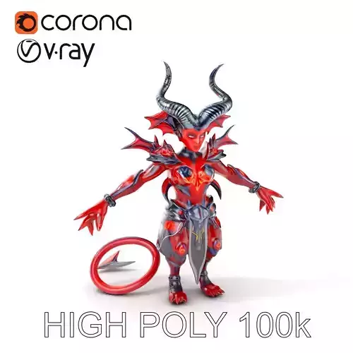 Demonic Warrior with Horns  Rigged and Animated D Character Model