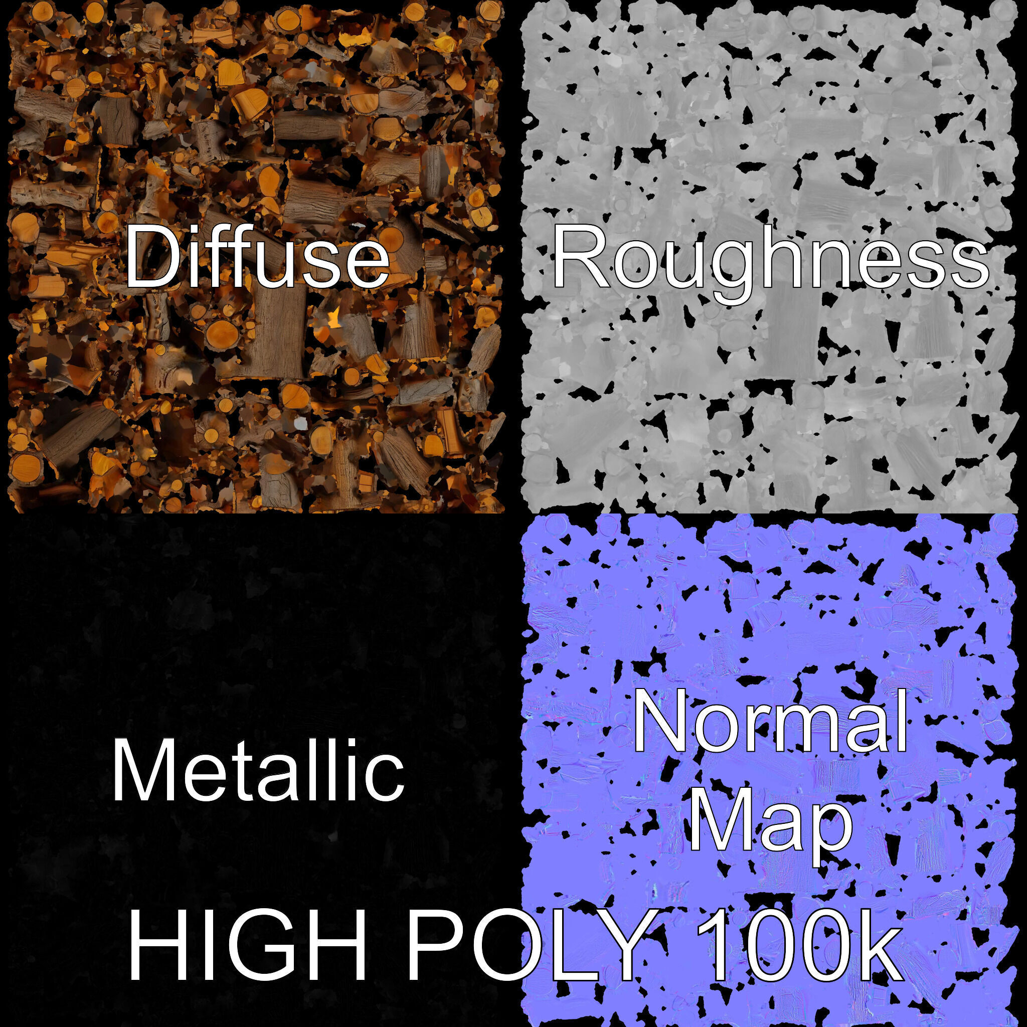 Realistic Firewood Stack Model Pack for D Projects Low-poly 3D model_3