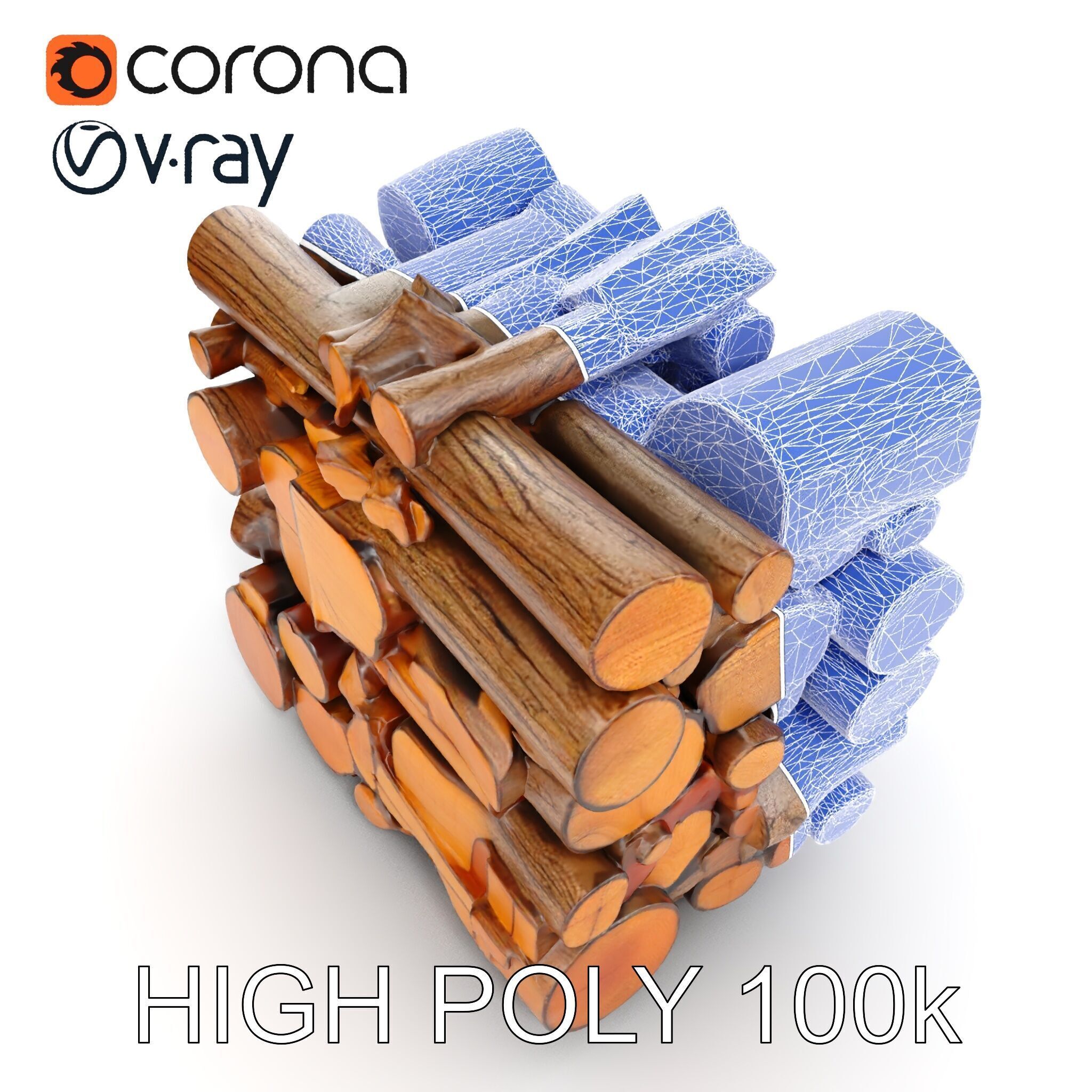 Realistic Firewood Stack Model Pack for D Projects Low-poly 3D model_35