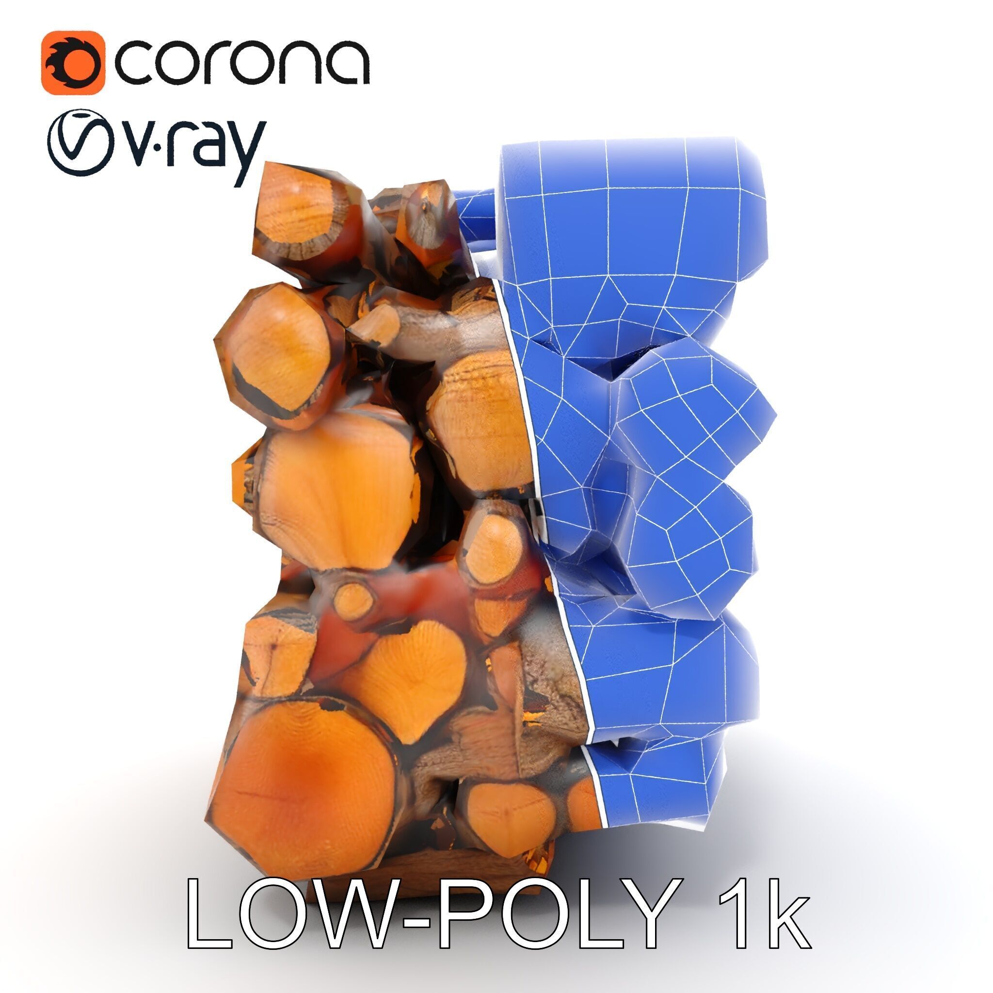 Realistic Firewood Stack Model Pack for D Projects Low-poly 3D model_18