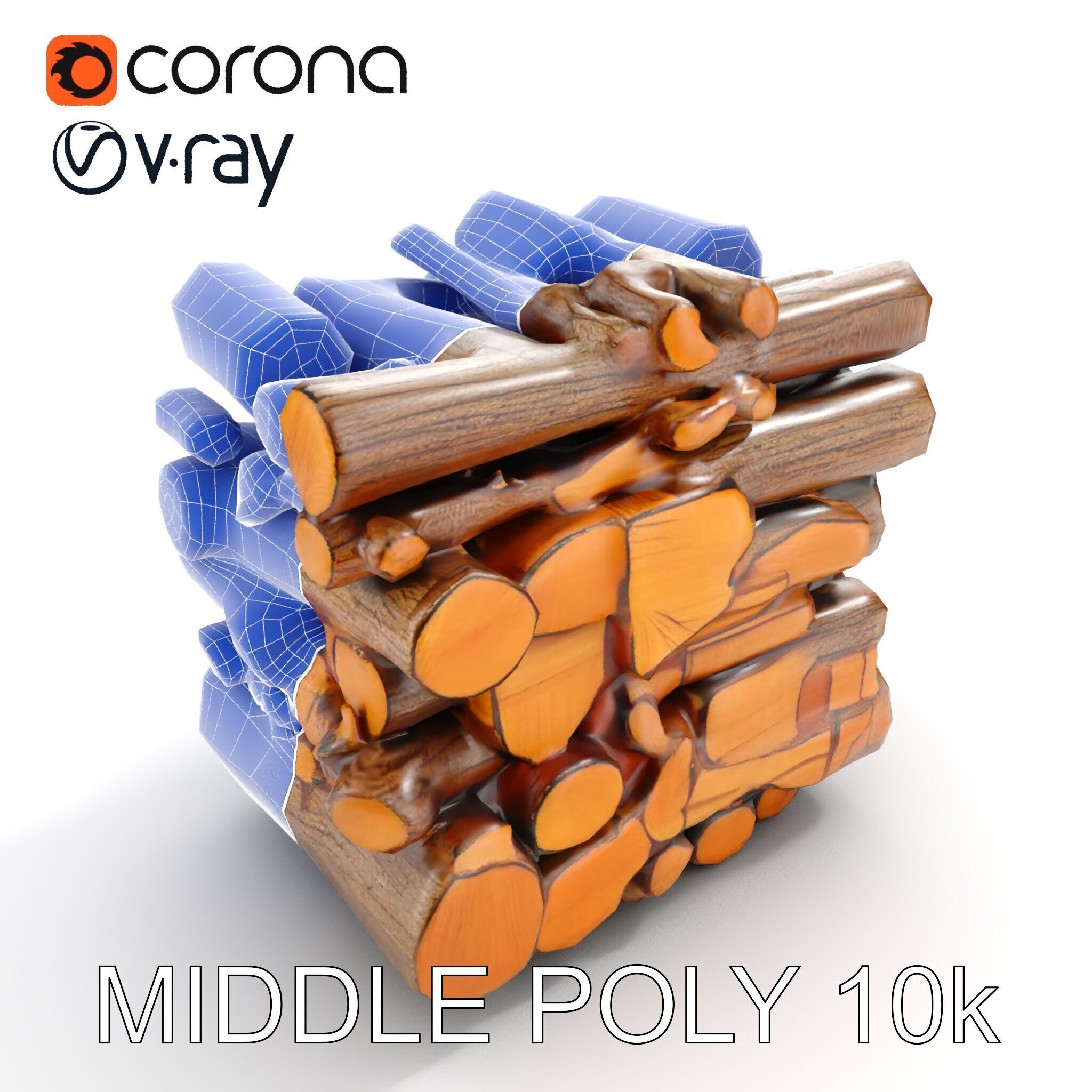 Realistic Firewood Stack Model Pack for D Projects Low-poly 3D model_24