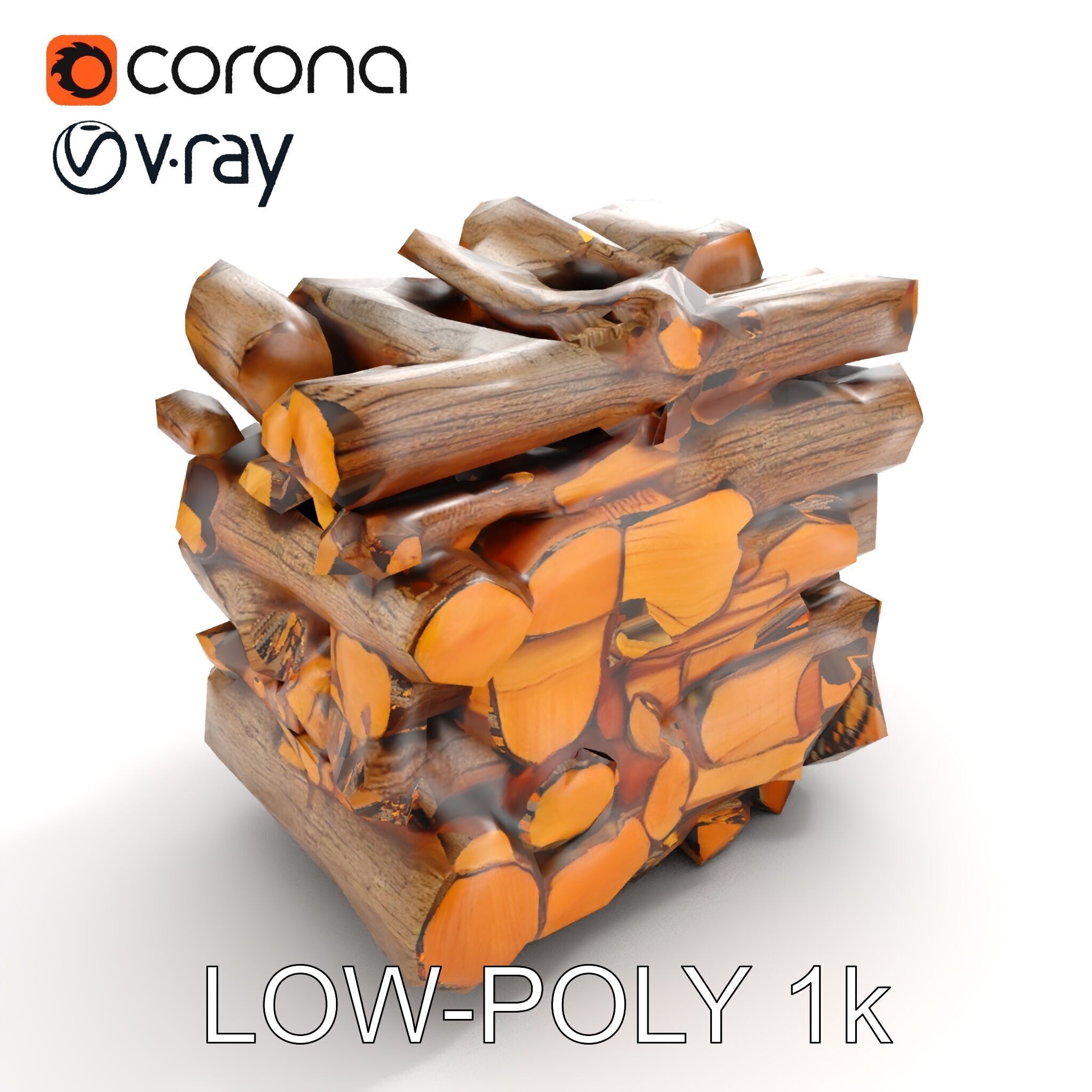 Realistic Firewood Stack Model Pack for D Projects Low-poly 3D model_9