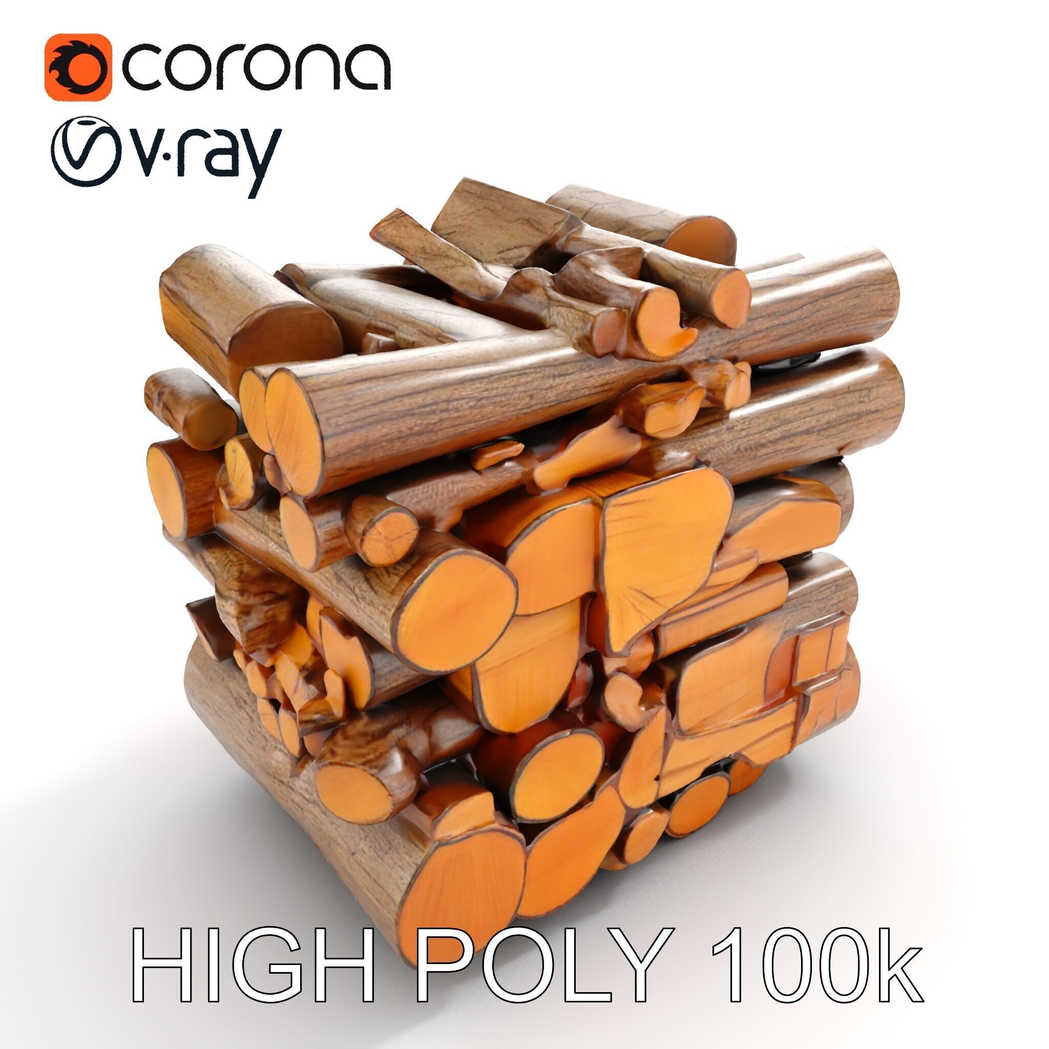 Realistic Firewood Stack Model Pack for D Projects Low-poly 3D model_21