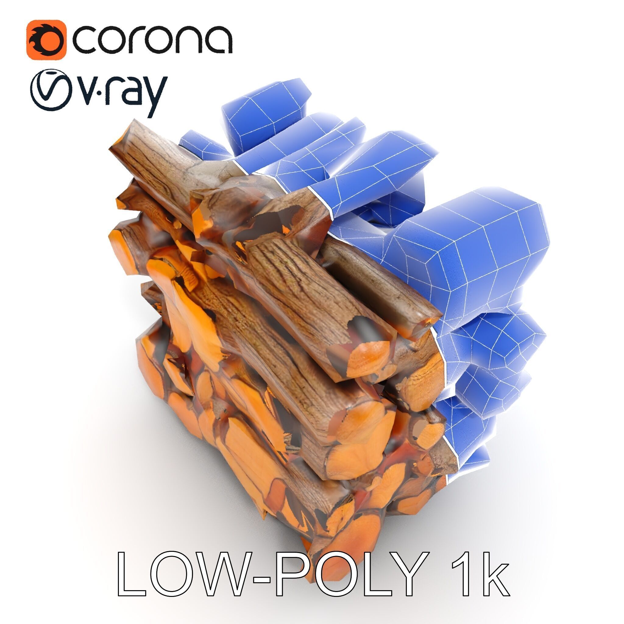 Realistic Firewood Stack Model Pack for D Projects Low-poly 3D model_25