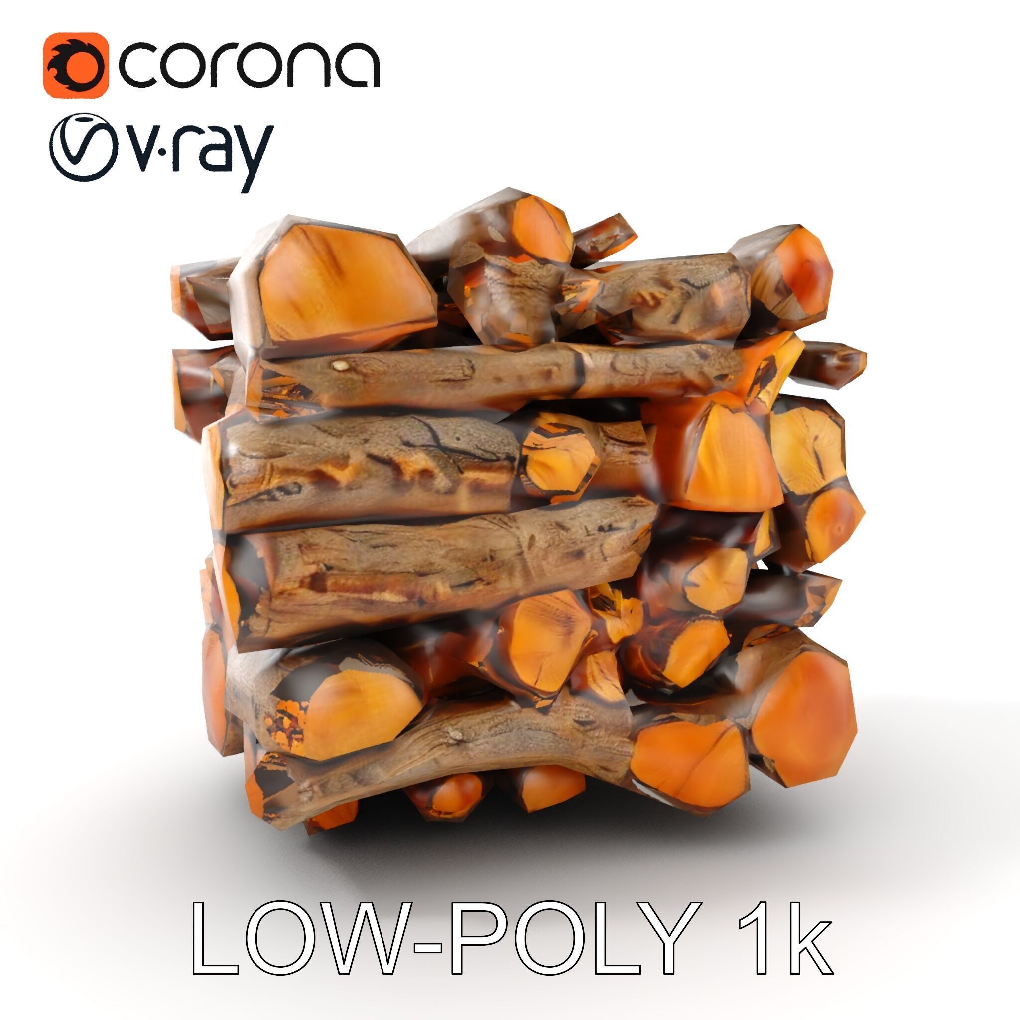 Realistic Firewood Stack Model Pack for D Projects Low-poly 3D model_7