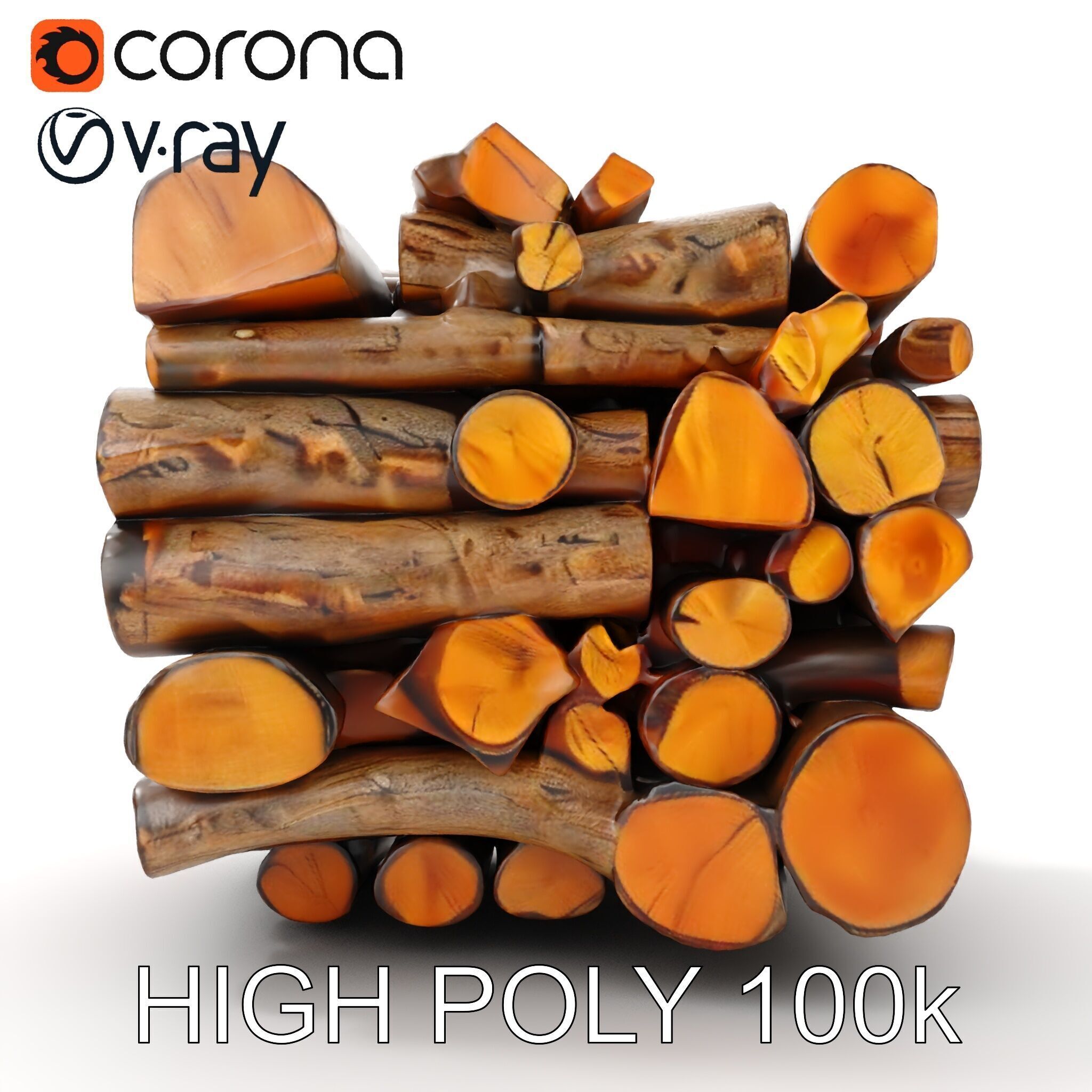 Realistic Firewood Stack Model Pack for D Projects Low-poly 3D model_16