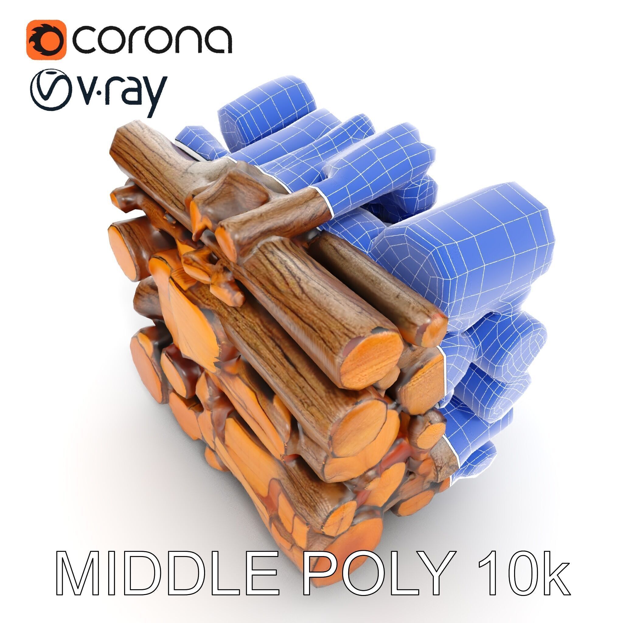 Realistic Firewood Stack Model Pack for D Projects Low-poly 3D model_30