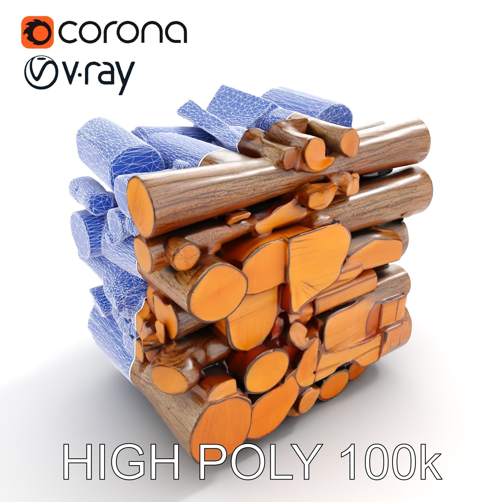 Realistic Firewood Stack Model Pack for D Projects Low-poly 3D model_32