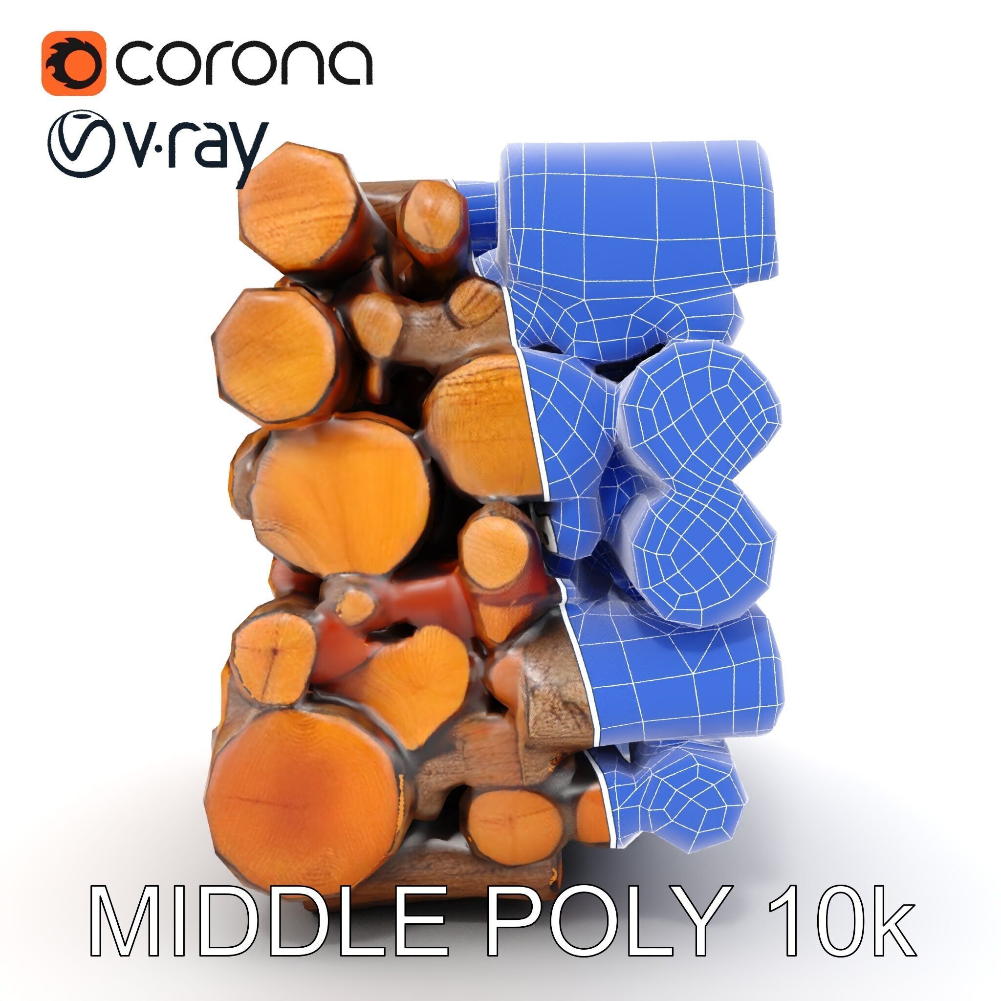 Realistic Firewood Stack Model Pack for D Projects Low-poly 3D model_22