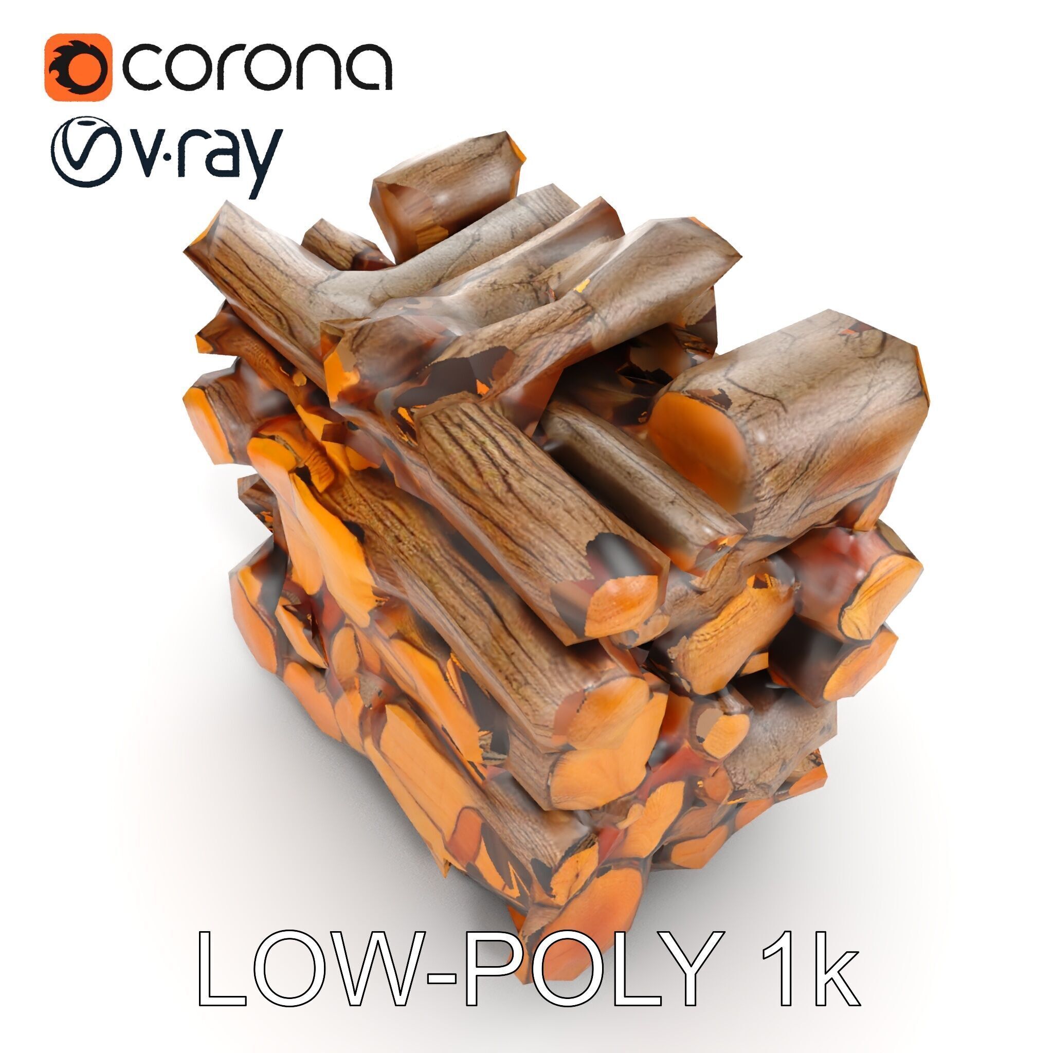 Realistic Firewood Stack Model Pack for D Projects Low-poly 3D model_15