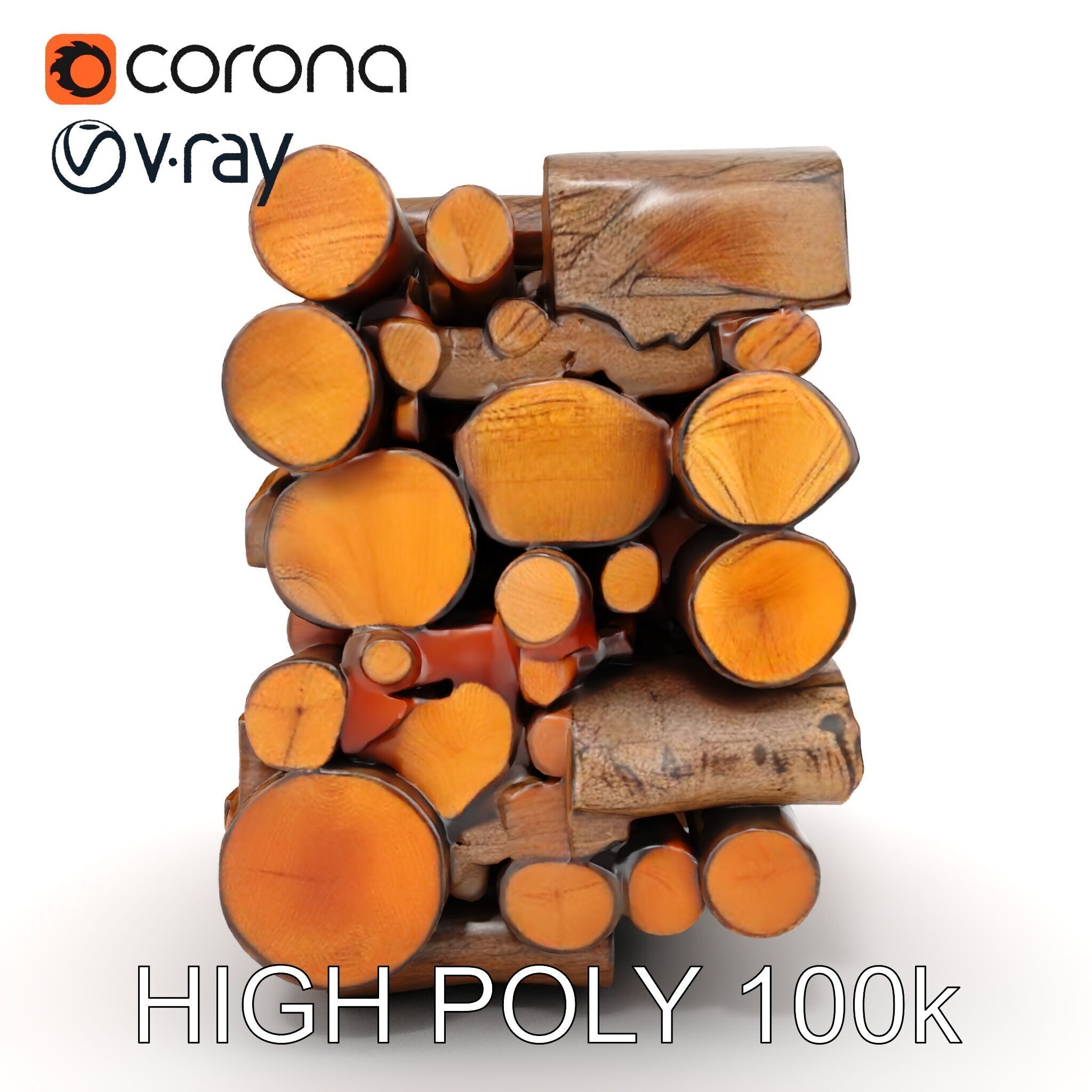 Realistic Firewood Stack Model Pack for D Projects Low-poly 3D model_13