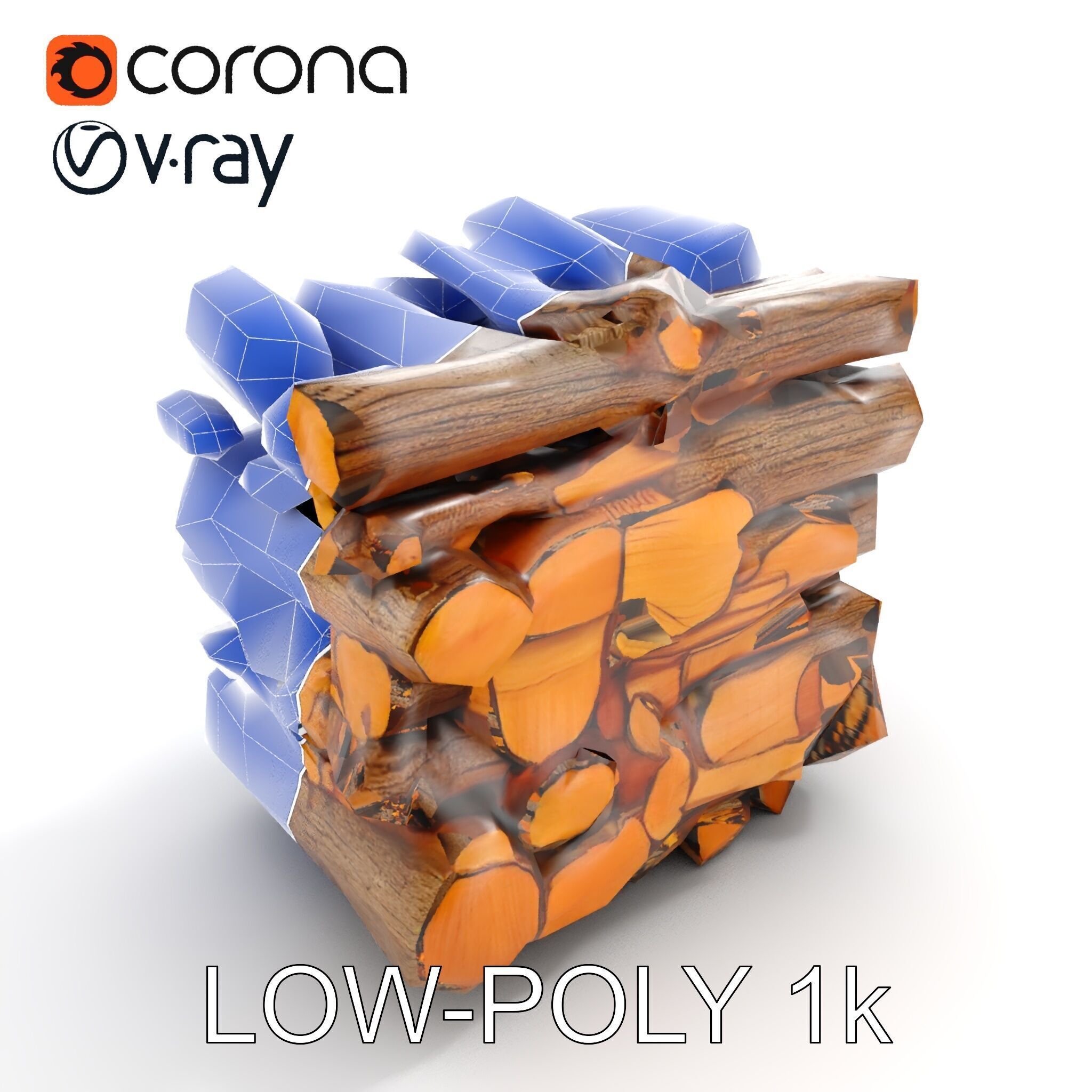 Realistic Firewood Stack Model Pack for D Projects Low-poly 3D model_12