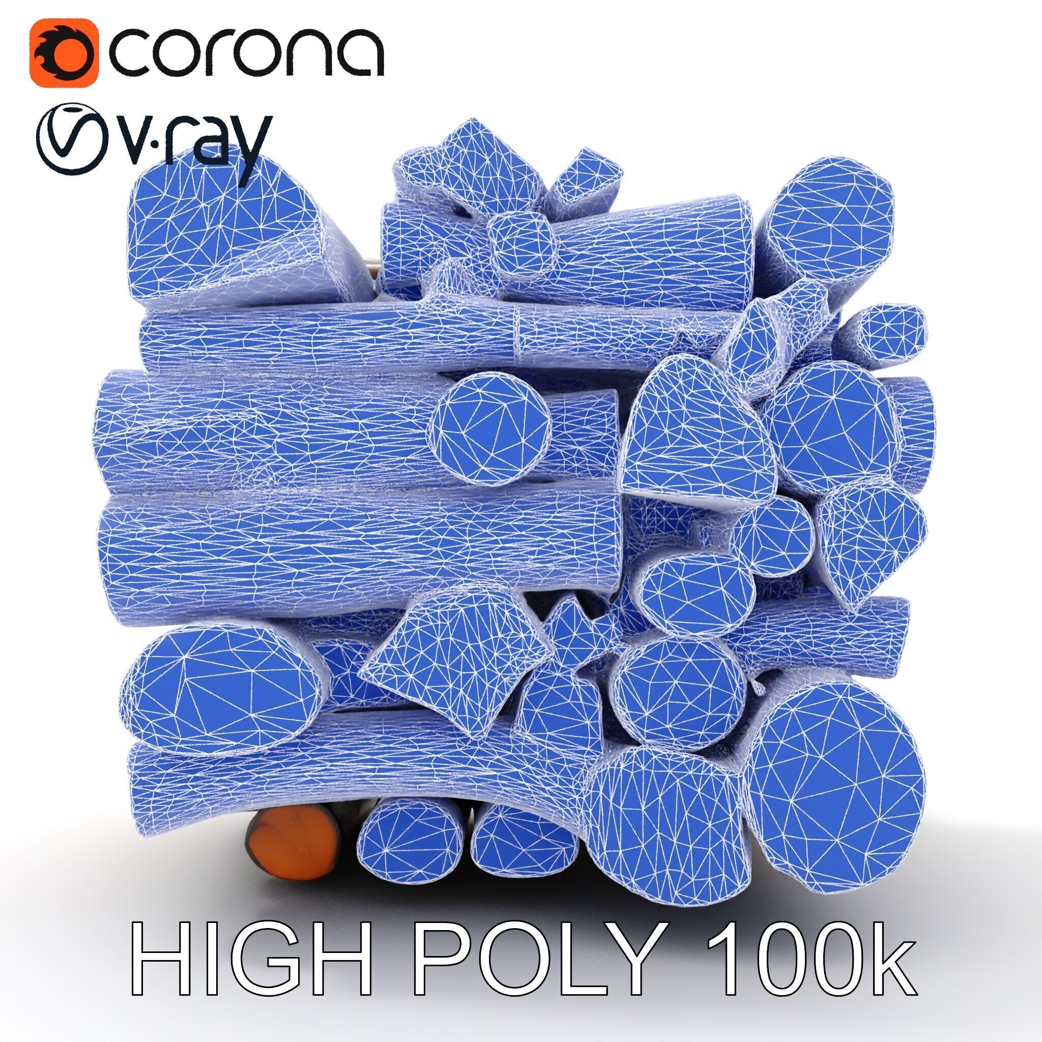 Realistic Firewood Stack Model Pack for D Projects Low-poly 3D model_29