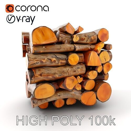 Realistic Firewood Stack Model Pack for D Projects Low-poly 3D model