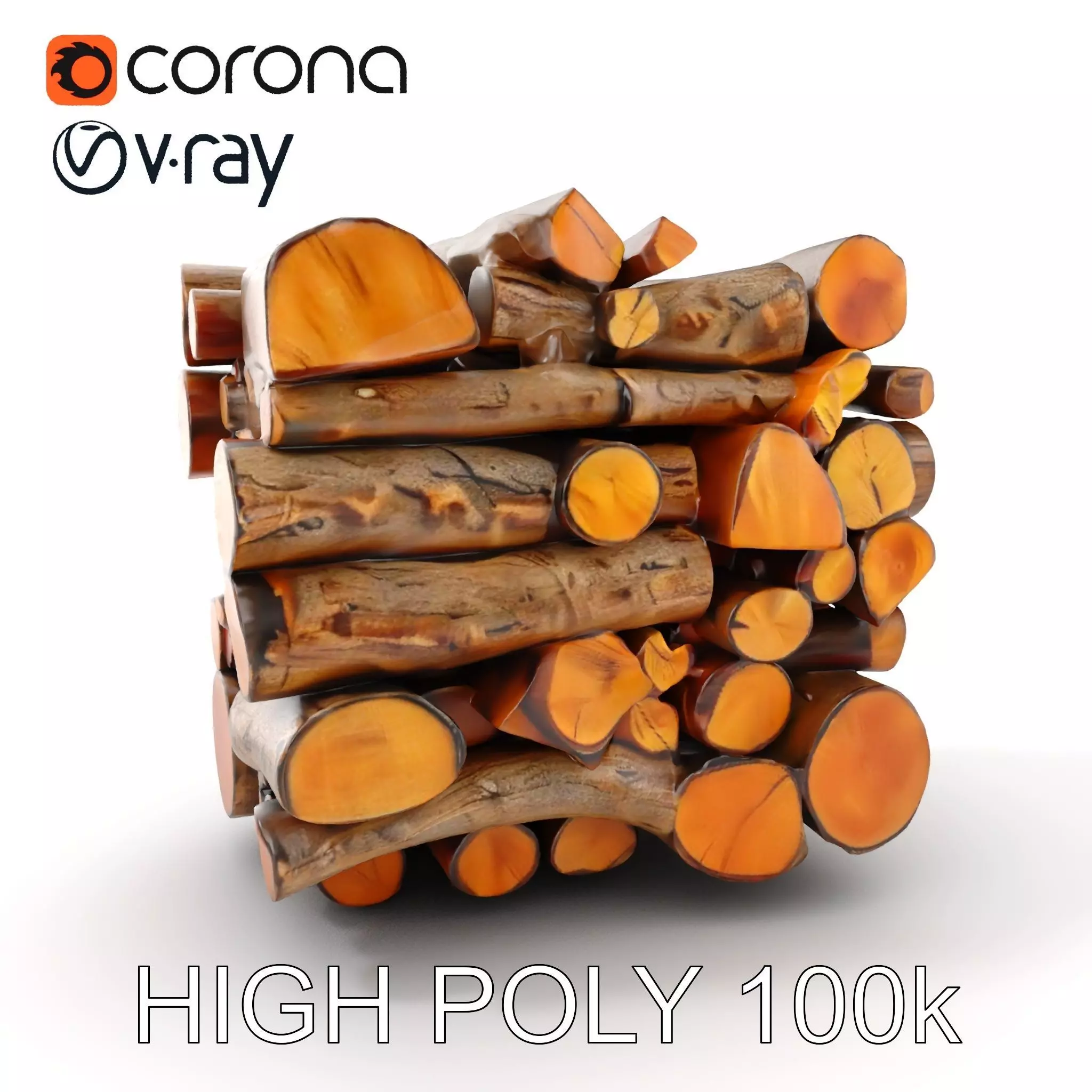 Realistic Firewood Stack Model Pack for D Projects Low-poly 3D model_0