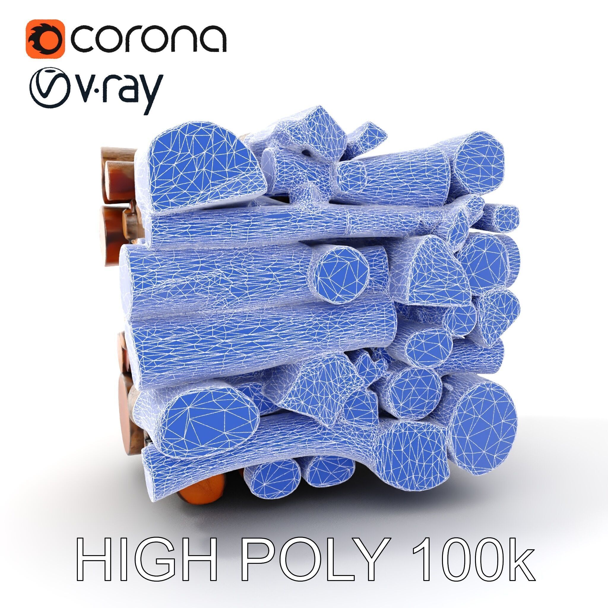 Realistic Firewood Stack Model Pack for D Projects Low-poly 3D model_4