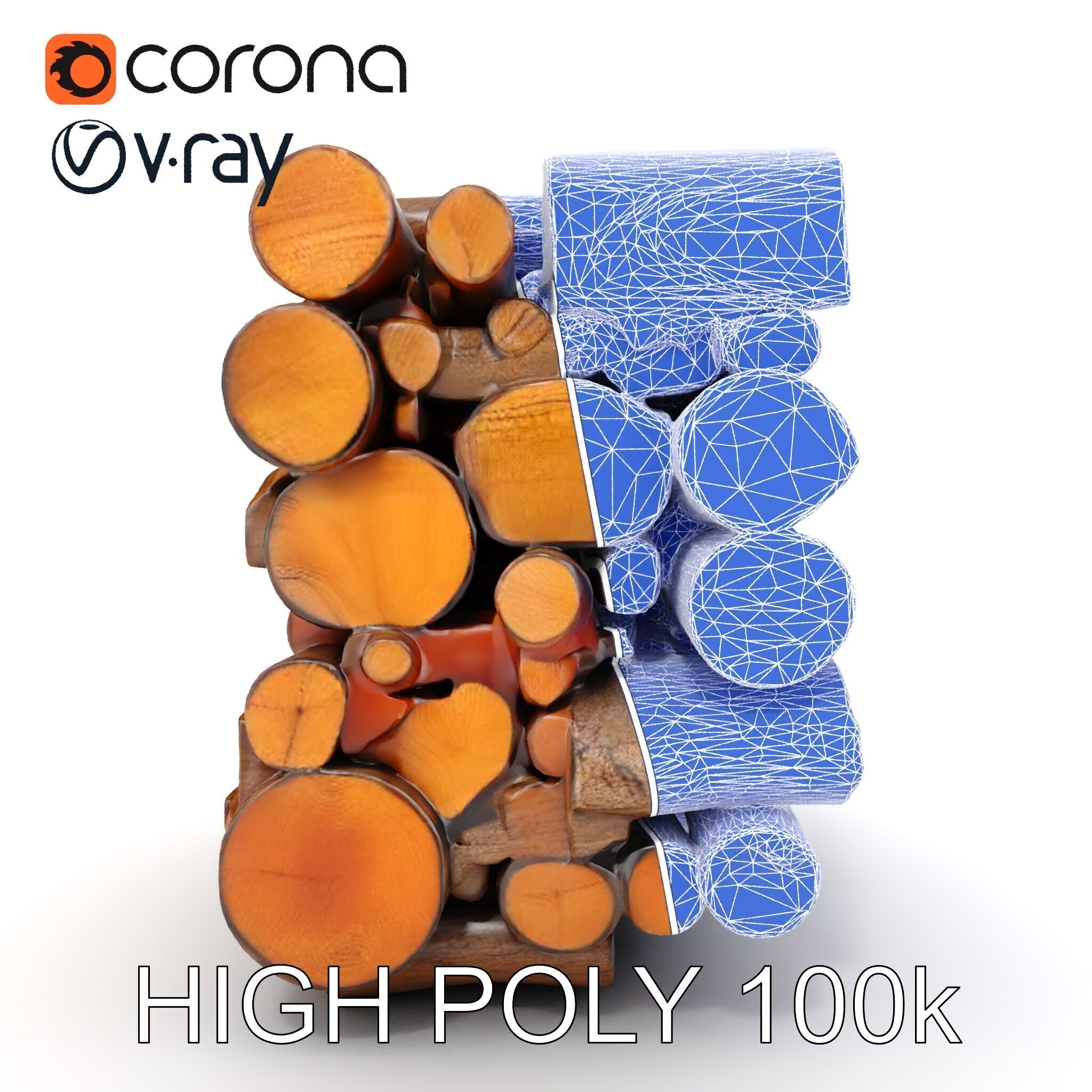 Realistic Firewood Stack Model Pack for D Projects Low-poly 3D model_26