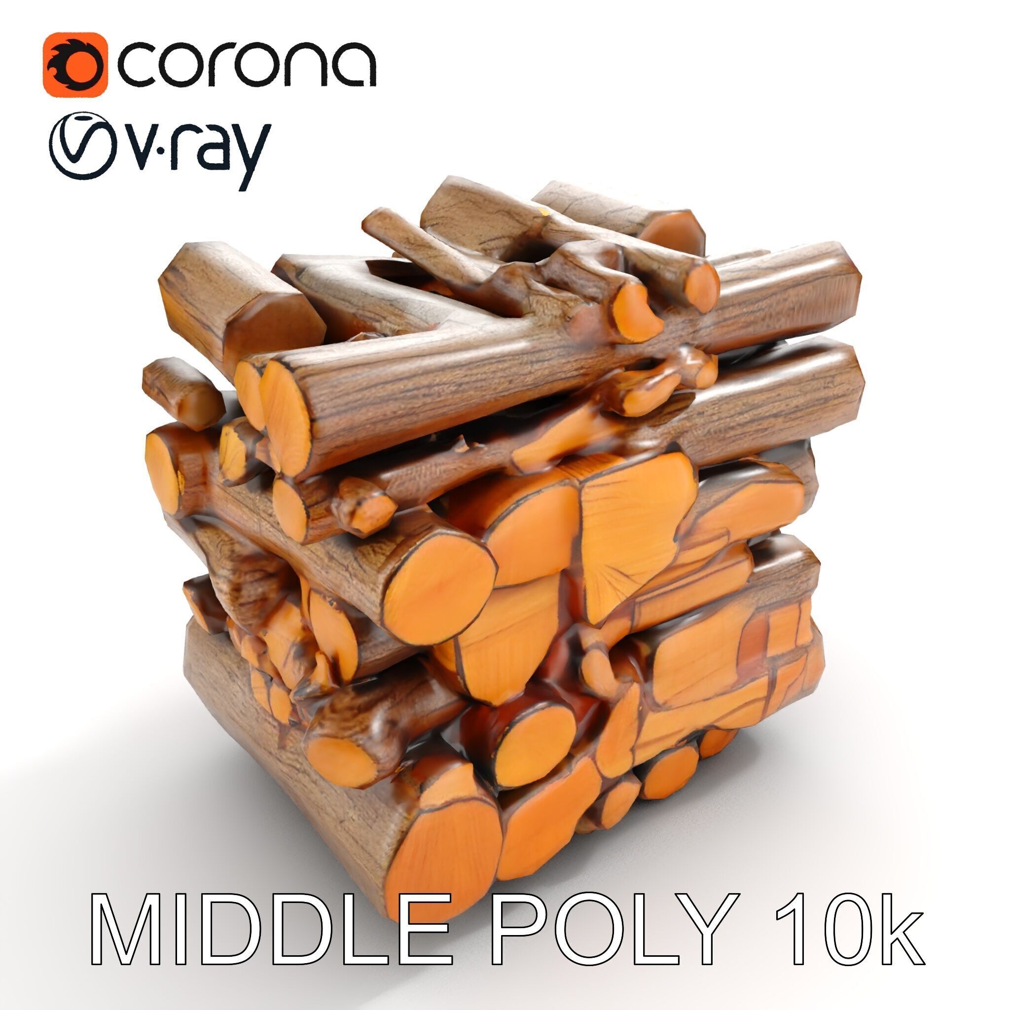 Realistic Firewood Stack Model Pack for D Projects Low-poly 3D model_6