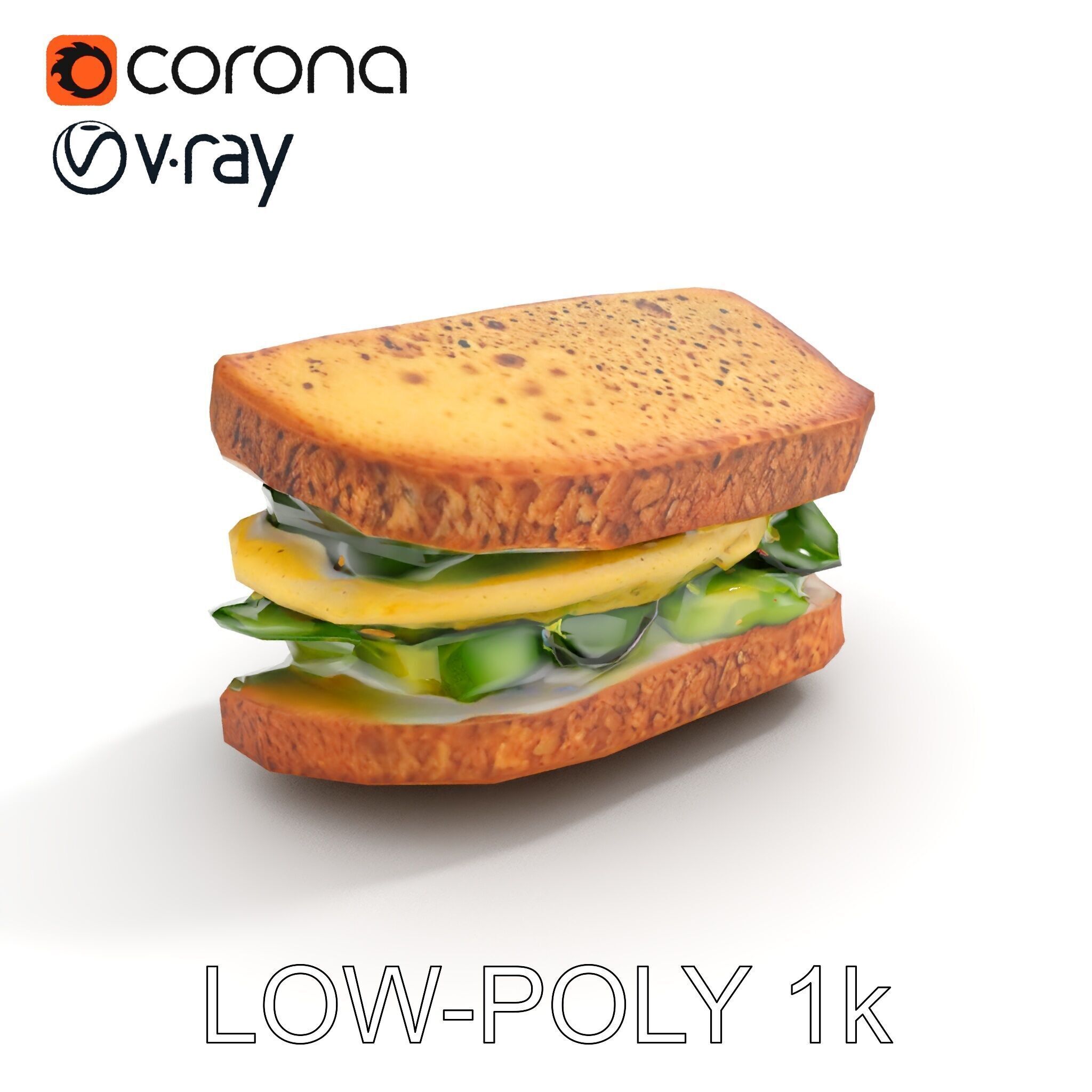 Vegetable Sandwich D Model Pack for Render and Game Design Low-poly 3D model_7