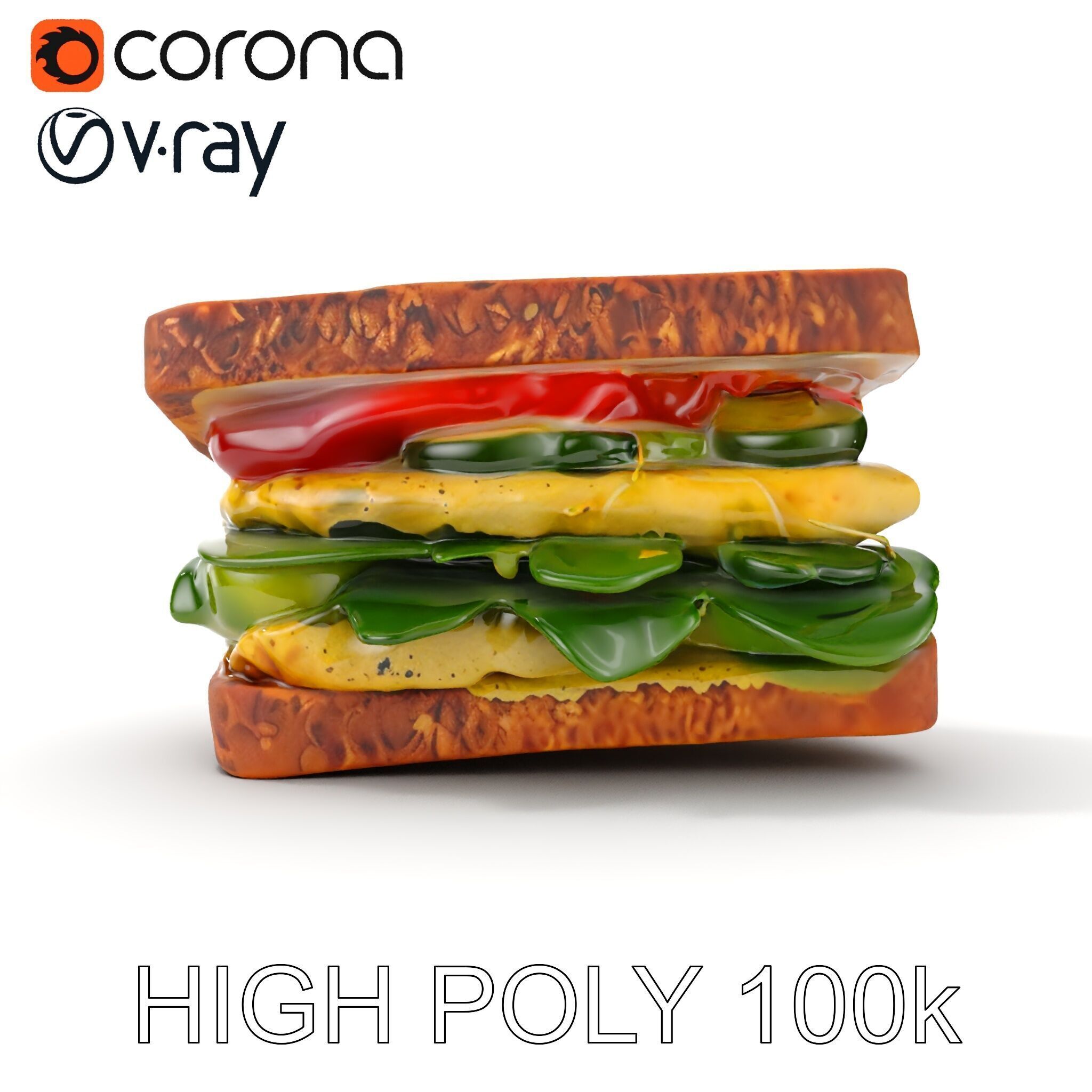 Vegetable Sandwich D Model Pack for Render and Game Design Low-poly 3D model_13