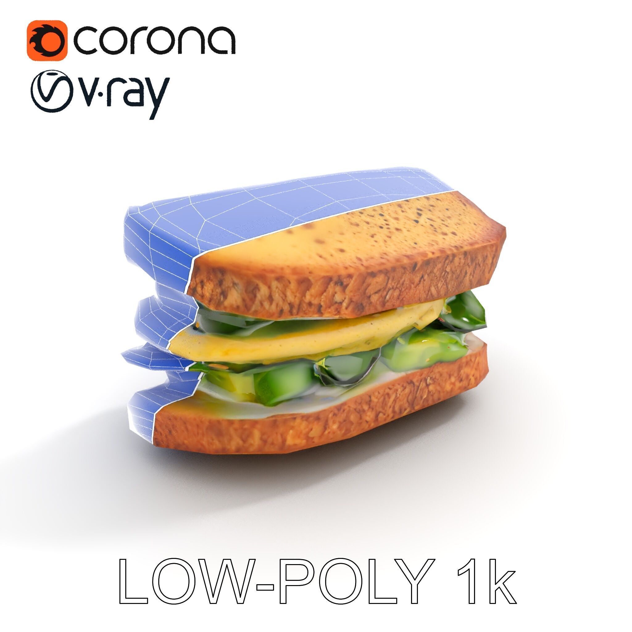 Vegetable Sandwich D Model Pack for Render and Game Design Low-poly 3D model_15