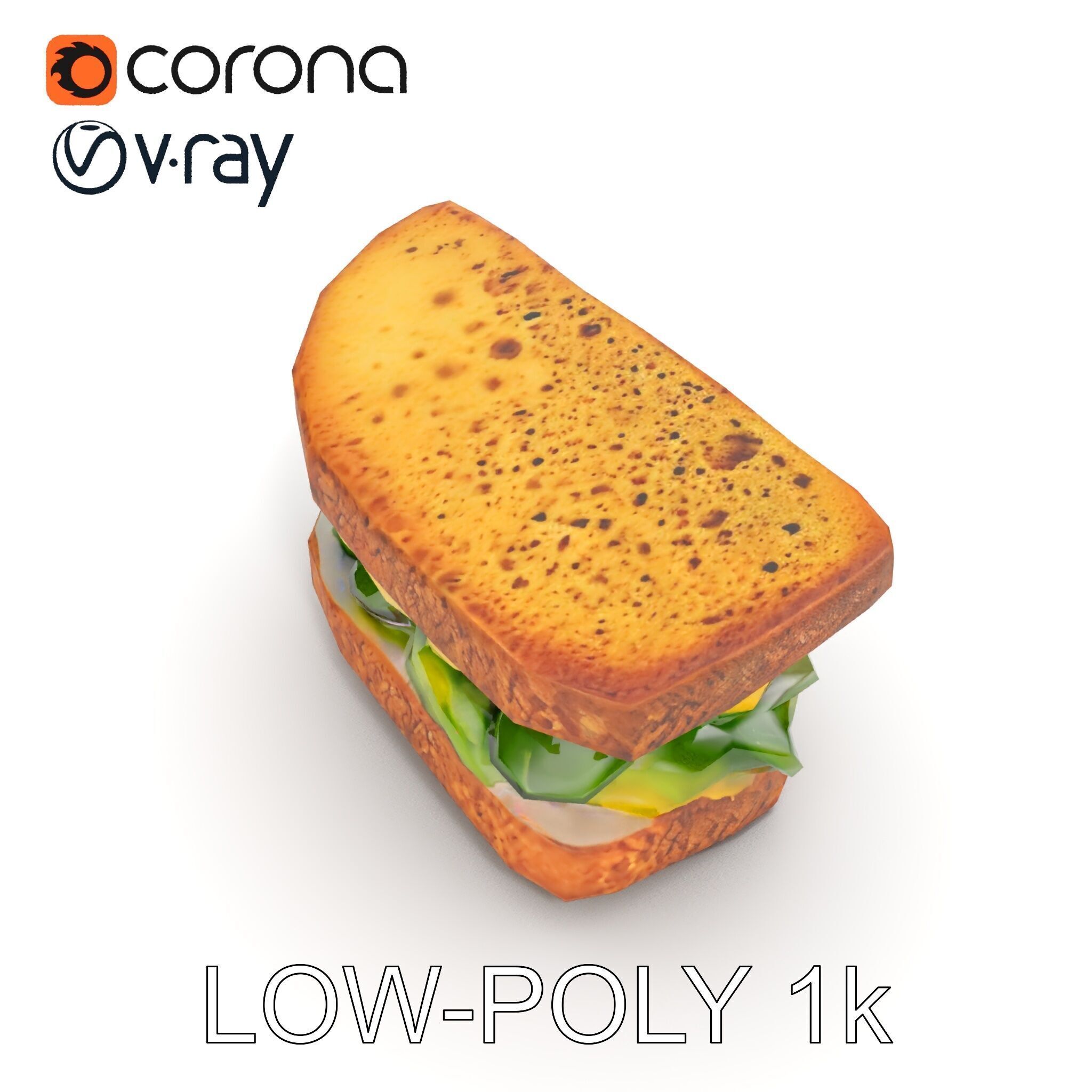 Vegetable Sandwich D Model Pack for Render and Game Design Low-poly 3D model_18