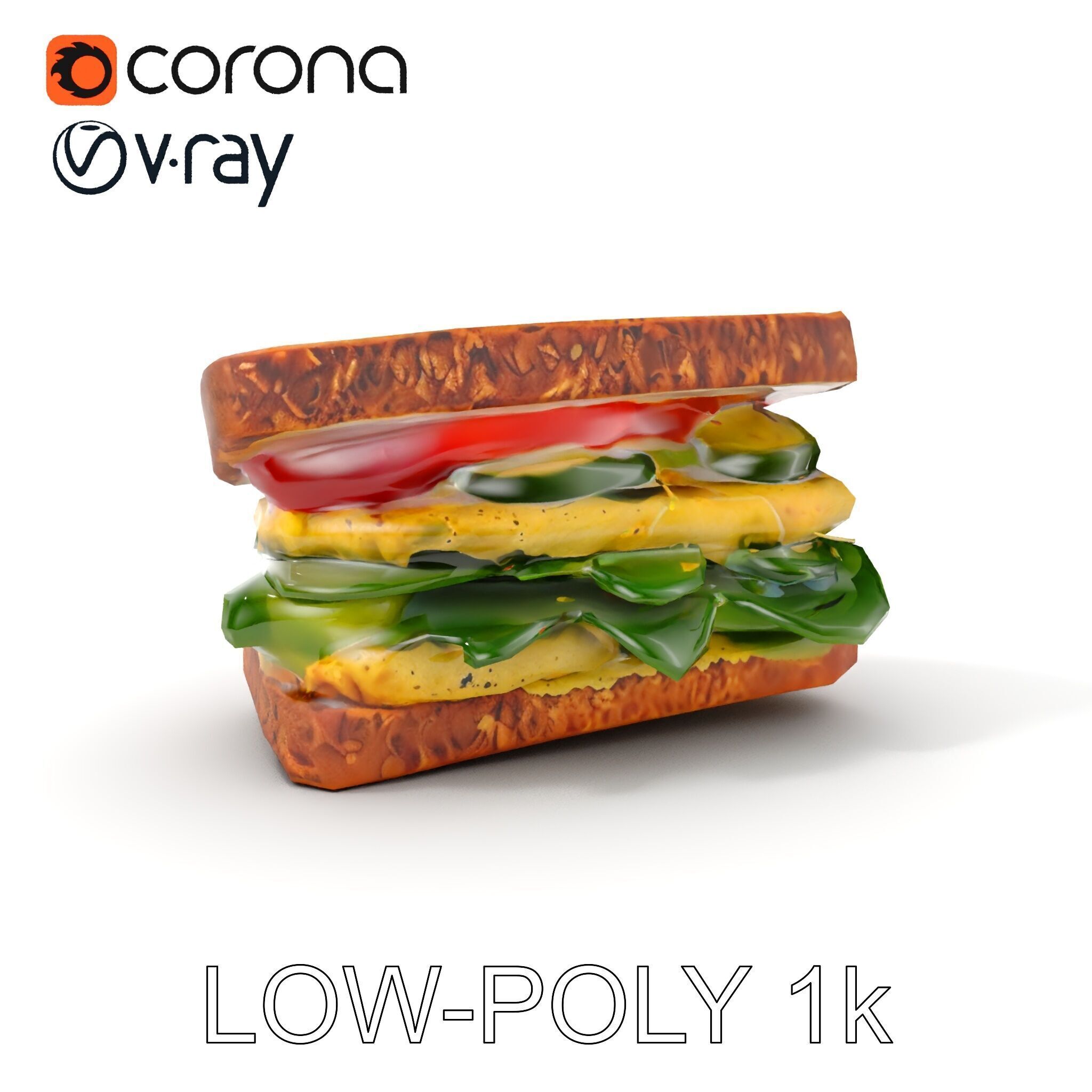 Vegetable Sandwich D Model Pack for Render and Game Design Low-poly 3D model_9