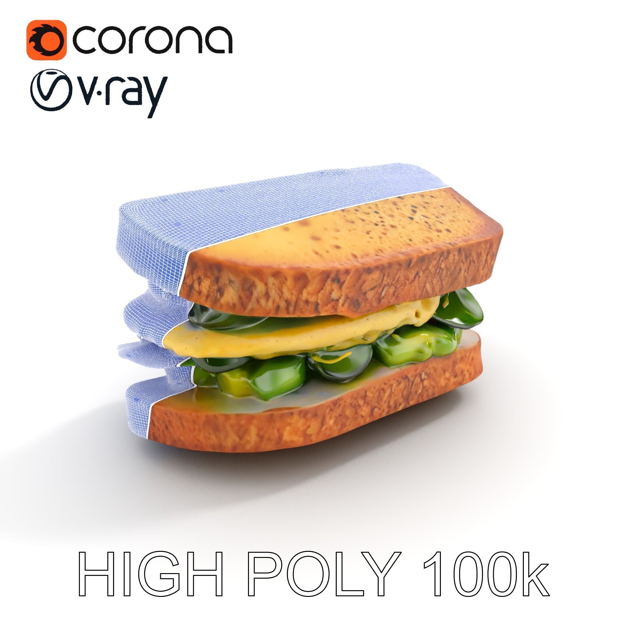 Vegetable Sandwich D Model Pack for Render and Game Design Low-poly 3D model_21