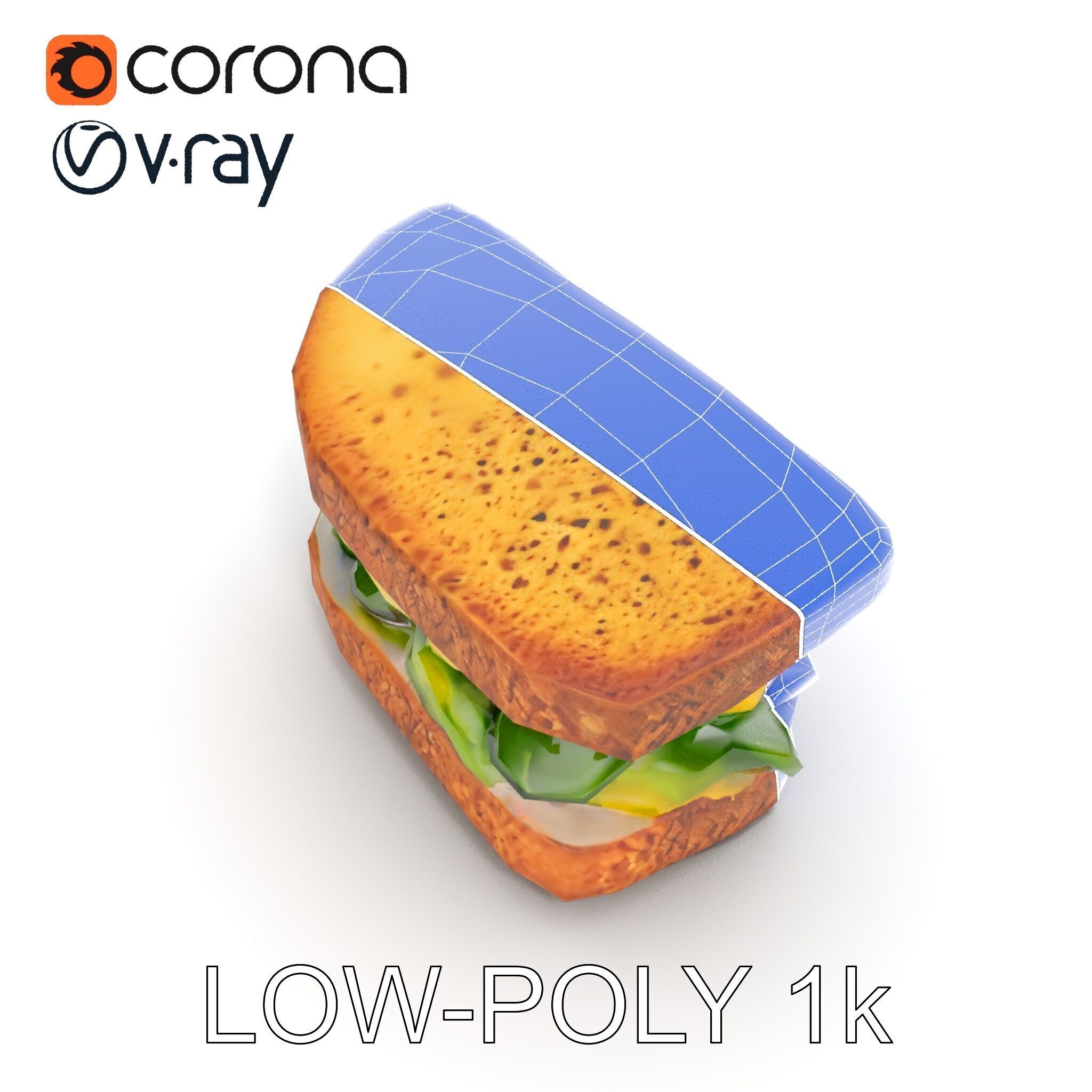 Vegetable Sandwich D Model Pack for Render and Game Design Low-poly 3D model_31