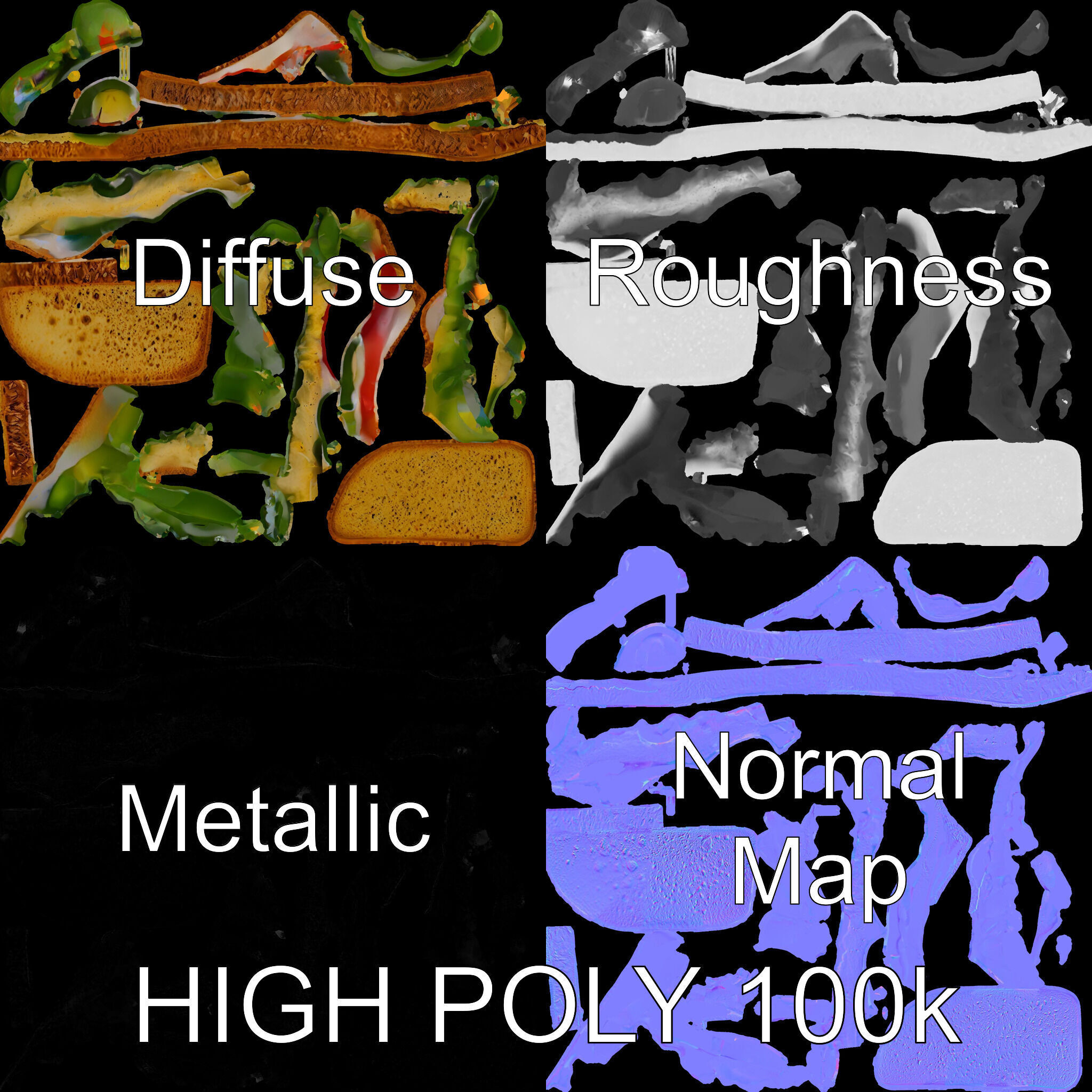 Vegetable Sandwich D Model Pack for Render and Game Design Low-poly 3D model_3