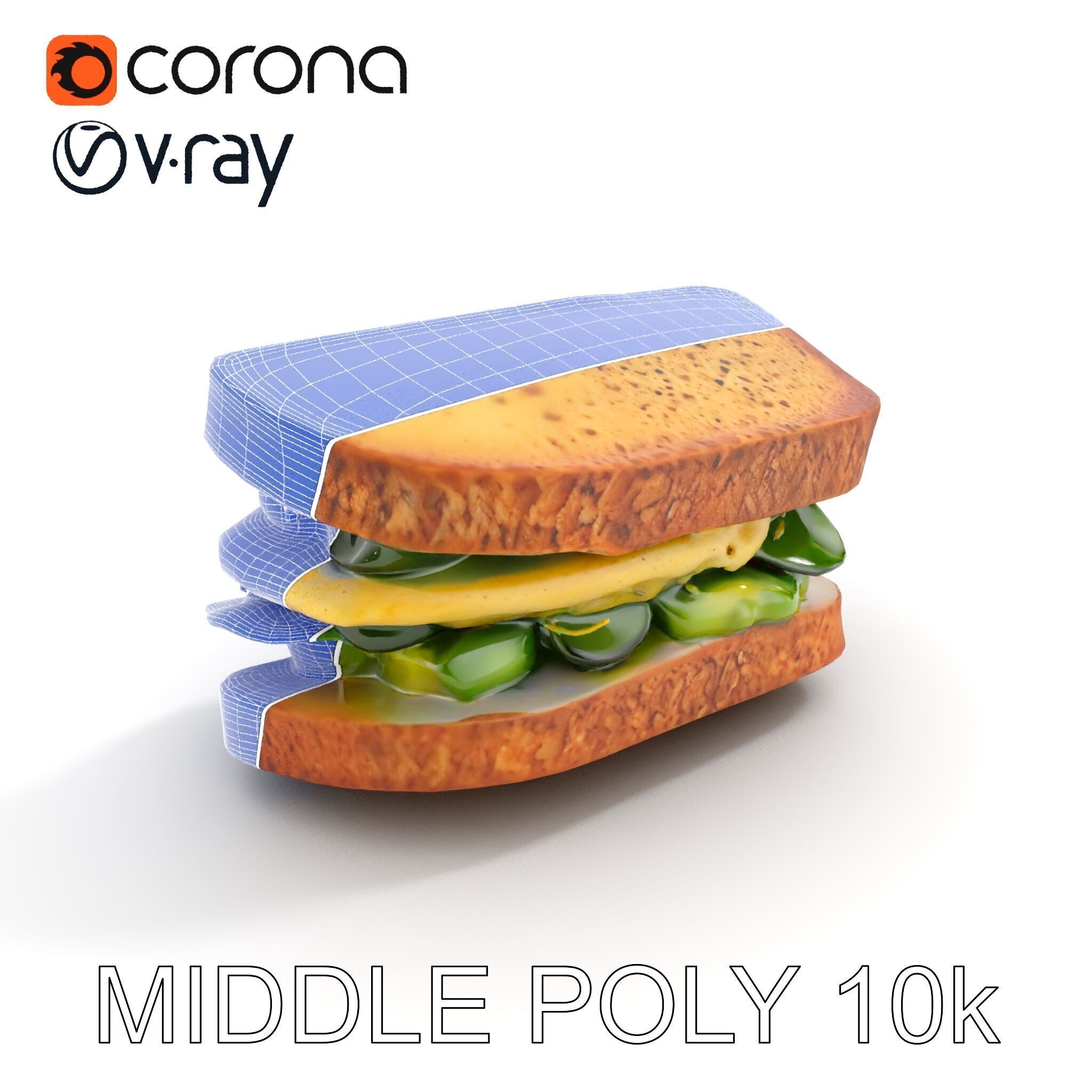 Vegetable Sandwich D Model Pack for Render and Game Design Low-poly 3D model_30