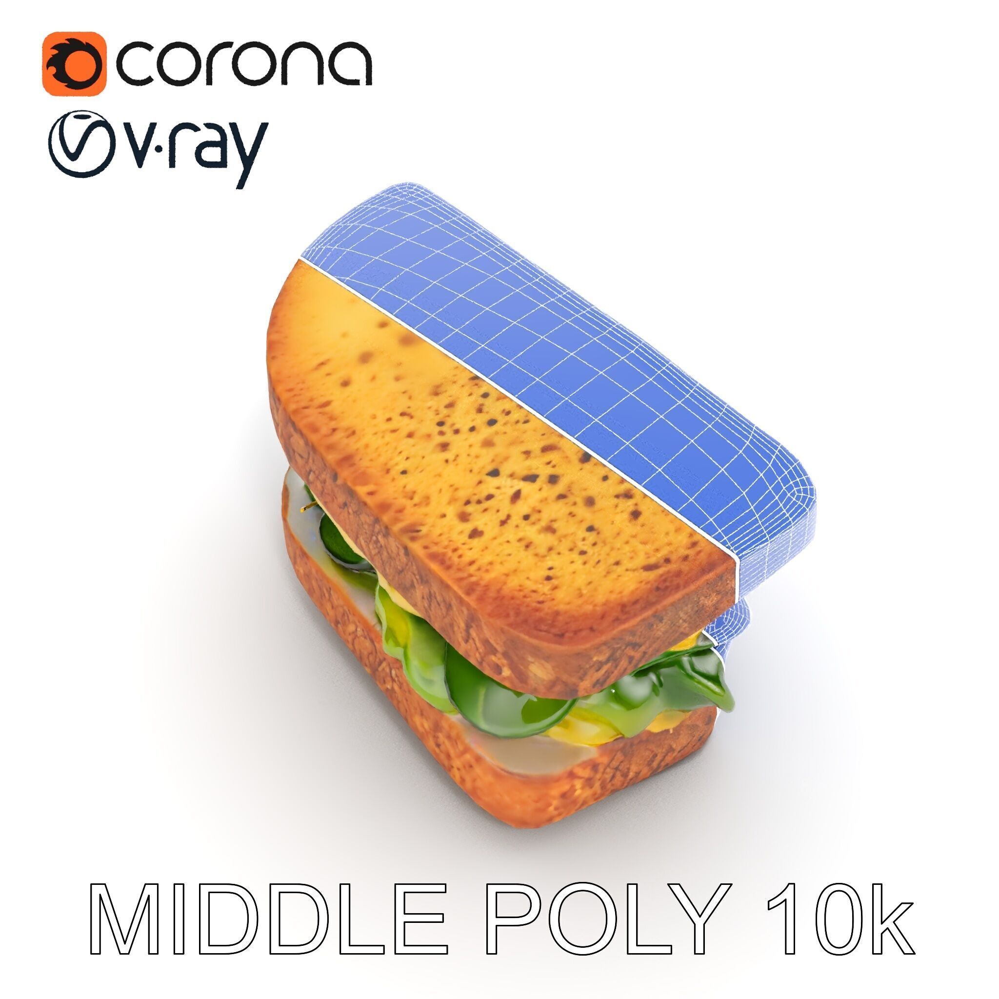 Vegetable Sandwich D Model Pack for Render and Game Design Low-poly 3D model_22