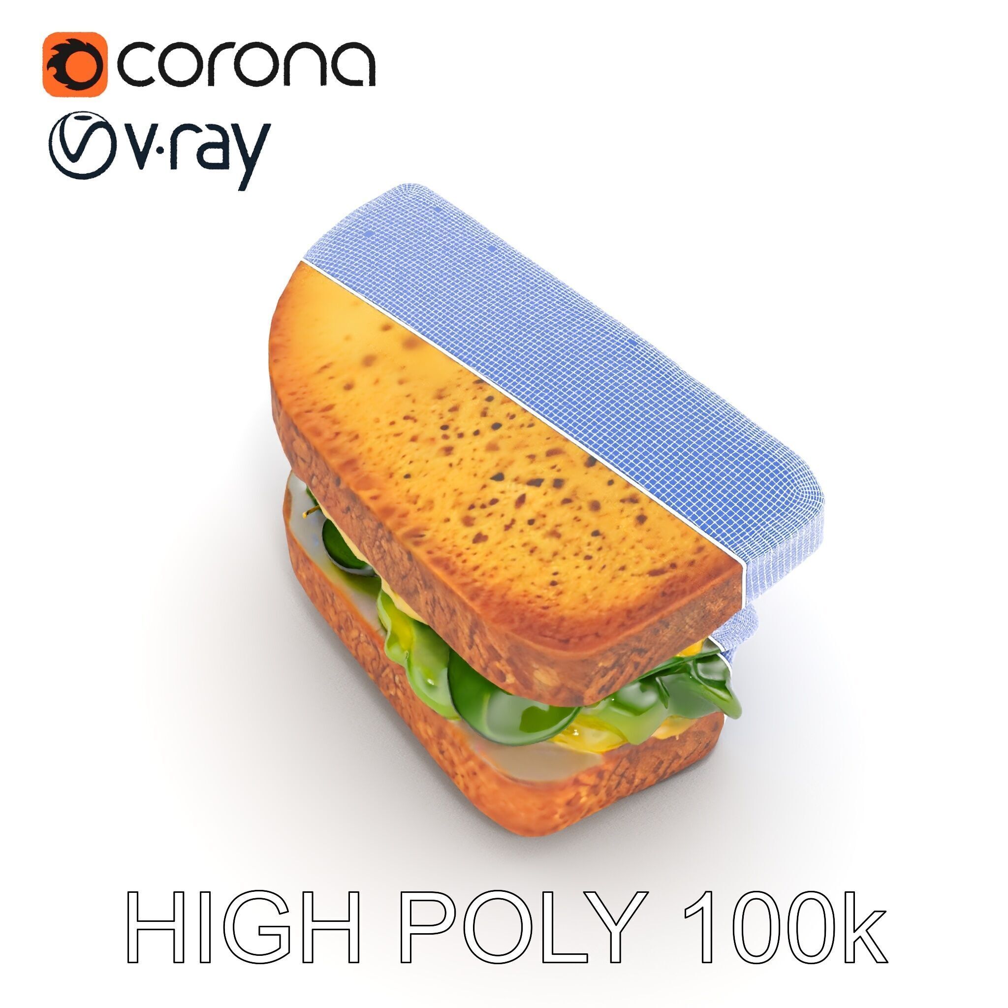 Vegetable Sandwich D Model Pack for Render and Game Design Low-poly 3D model_35