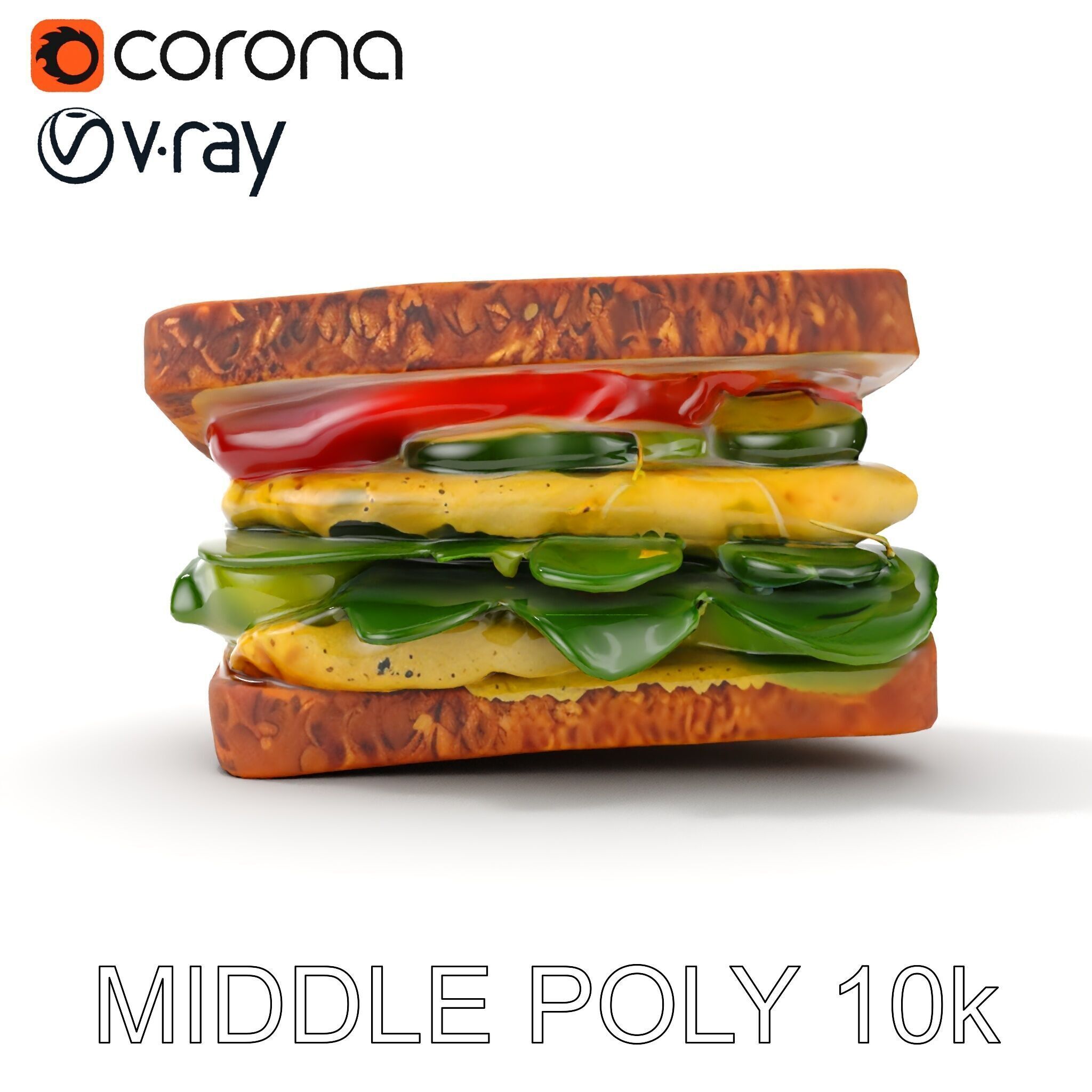 Vegetable Sandwich D Model Pack for Render and Game Design Low-poly 3D model_19