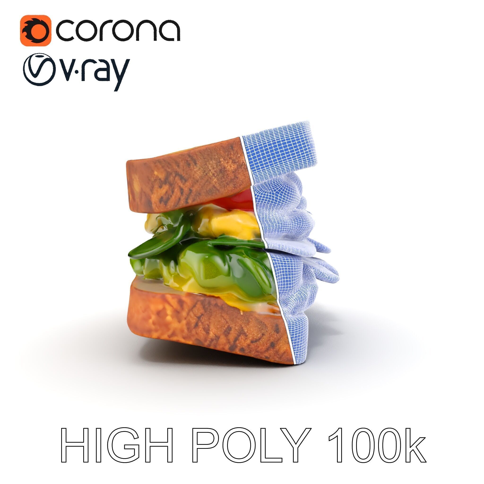 Vegetable Sandwich D Model Pack for Render and Game Design Low-poly 3D model_27