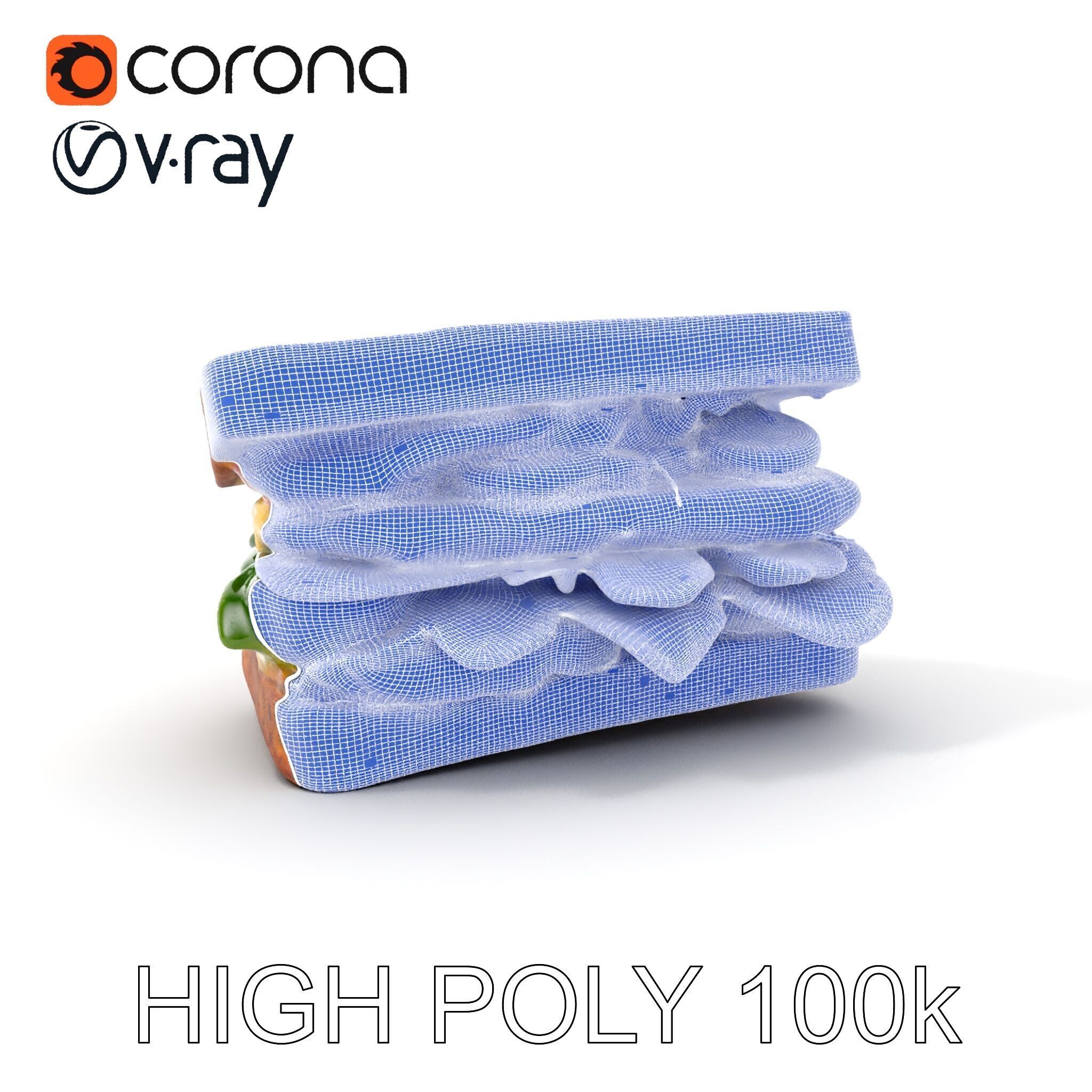 Vegetable Sandwich D Model Pack for Render and Game Design Low-poly 3D model_4