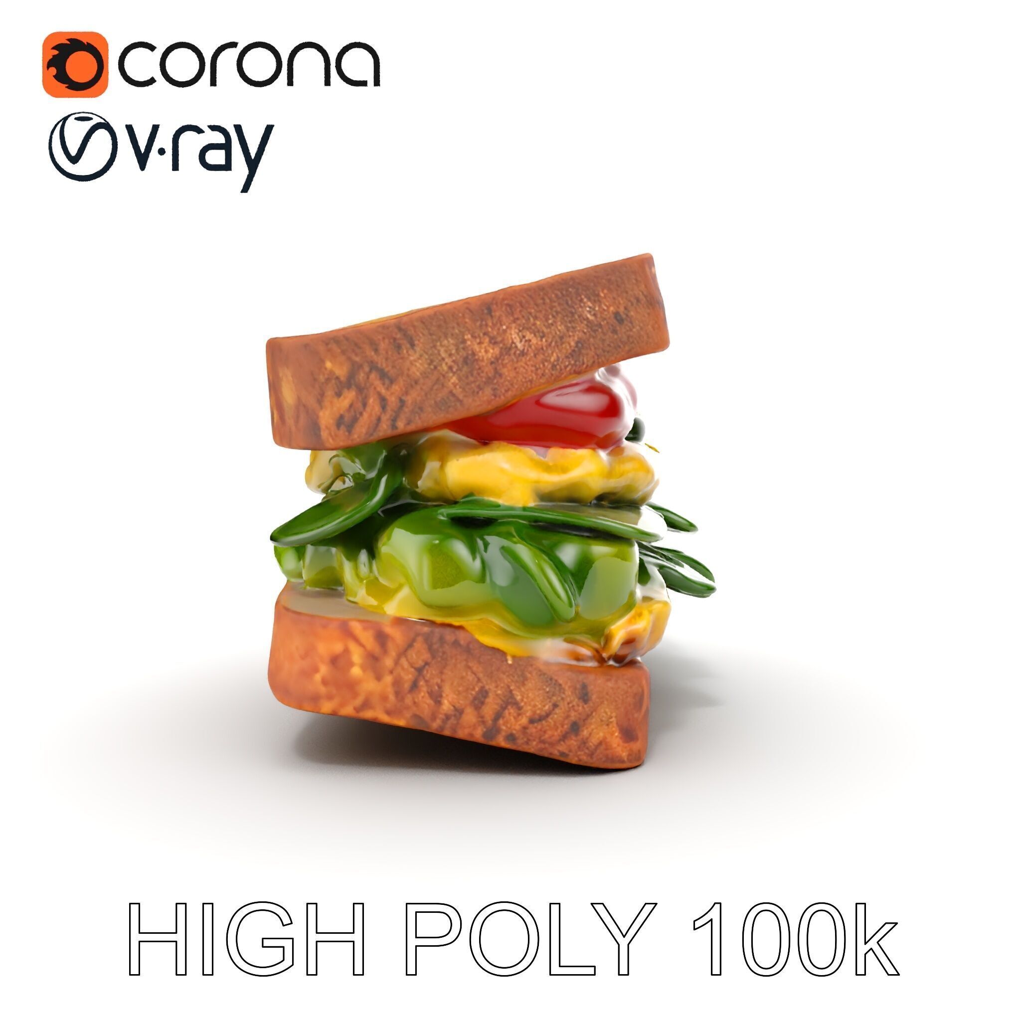 Vegetable Sandwich D Model Pack for Render and Game Design Low-poly 3D model_24