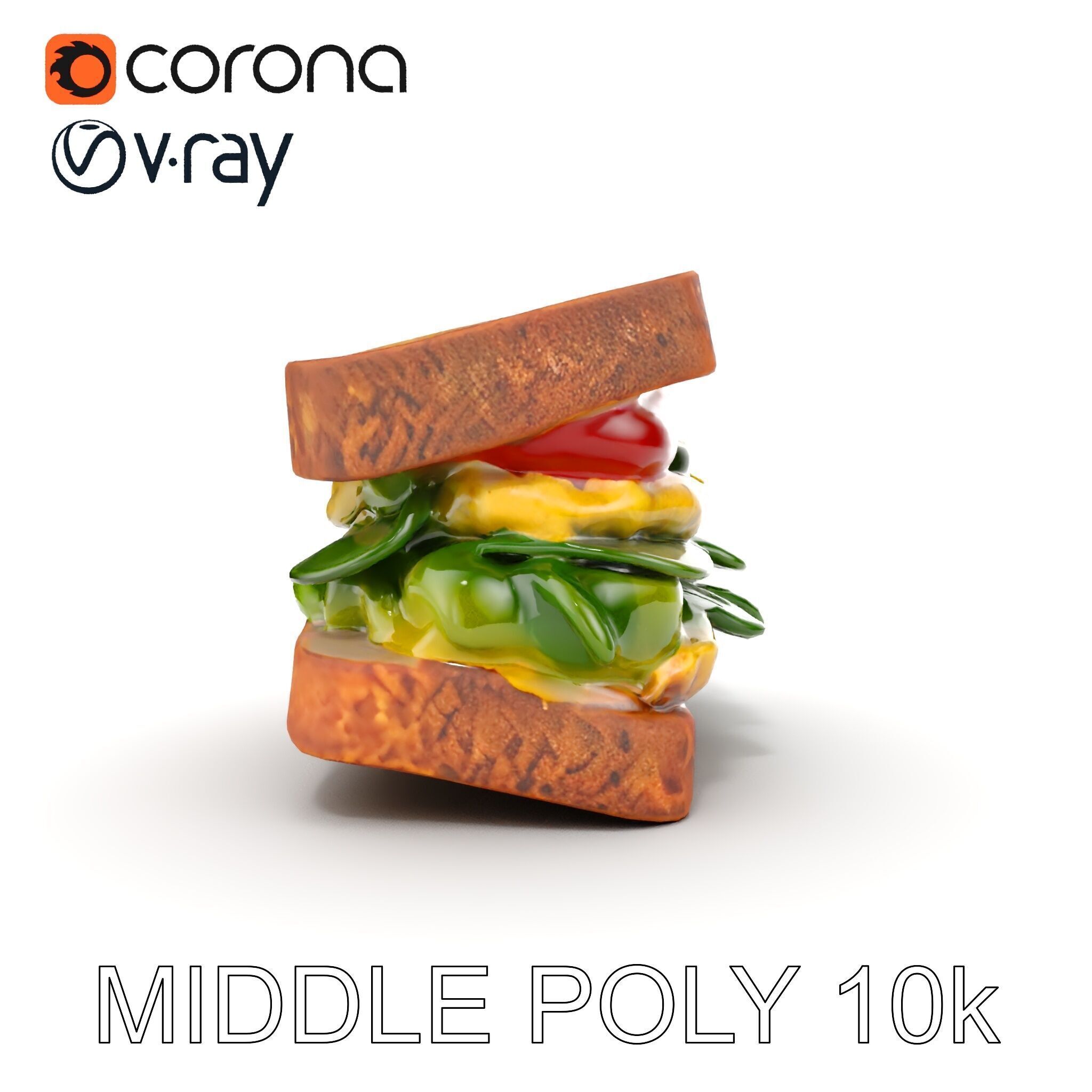 Vegetable Sandwich D Model Pack for Render and Game Design Low-poly 3D model_17
