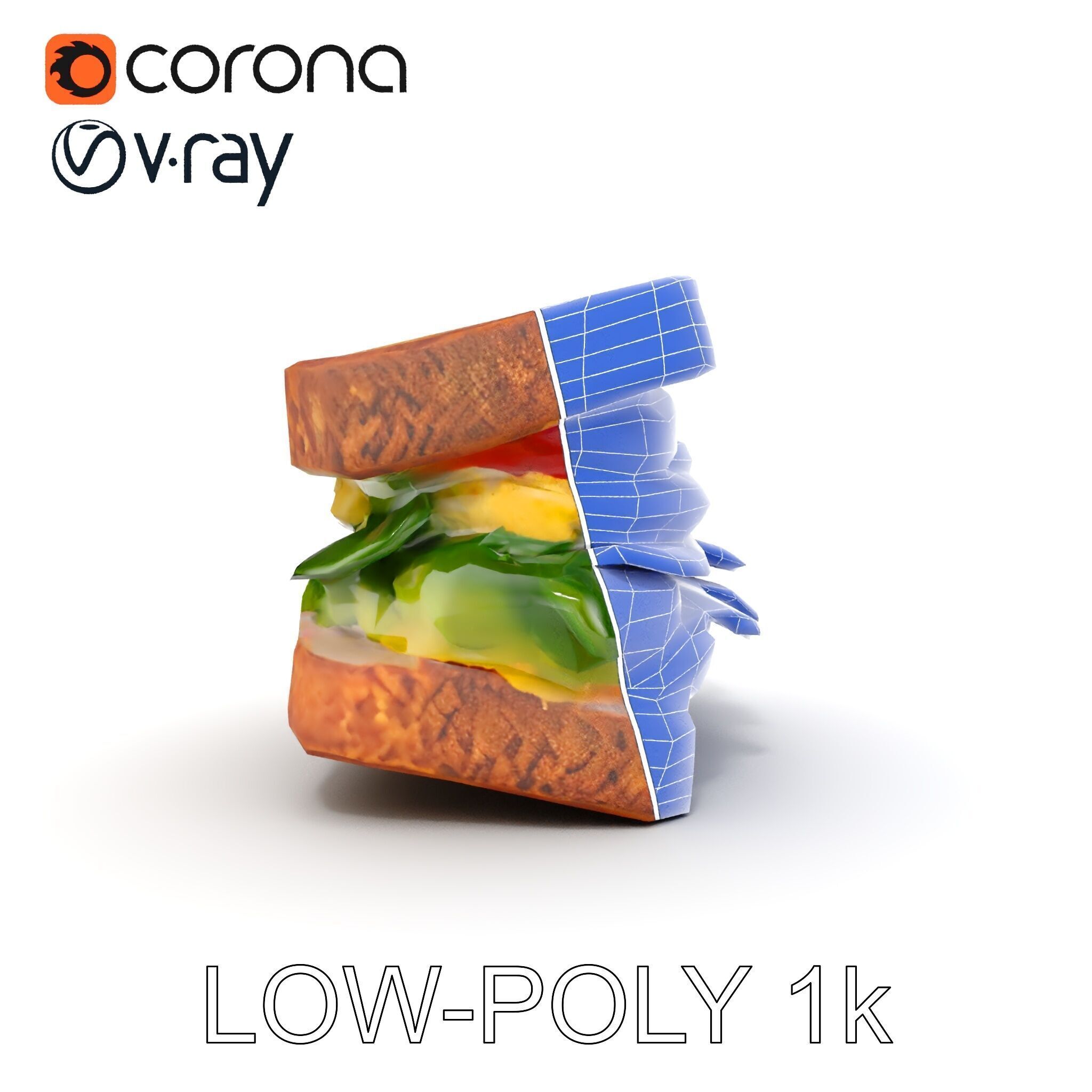 Vegetable Sandwich D Model Pack for Render and Game Design Low-poly 3D model_29