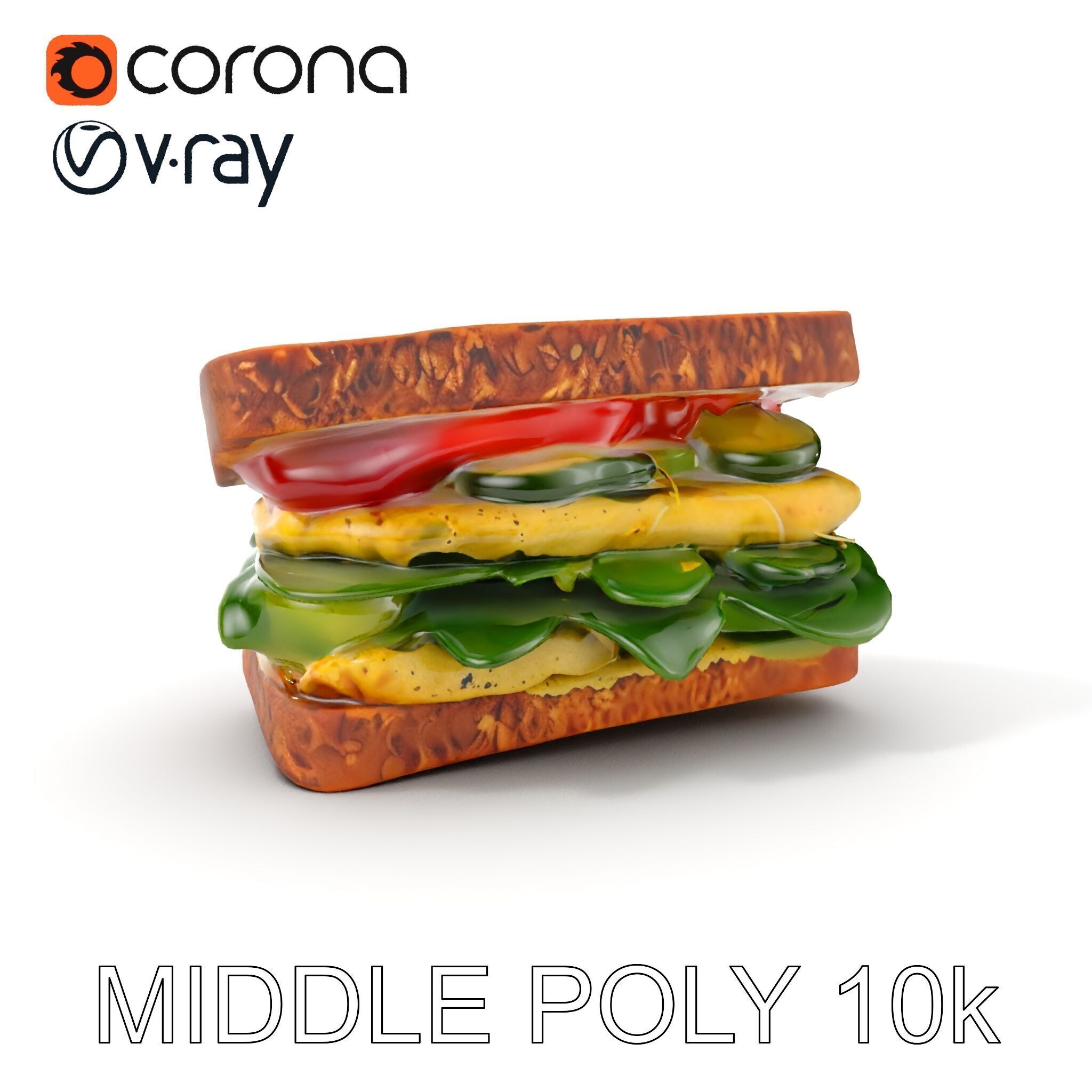 Vegetable Sandwich D Model Pack for Render and Game Design Low-poly 3D model_6