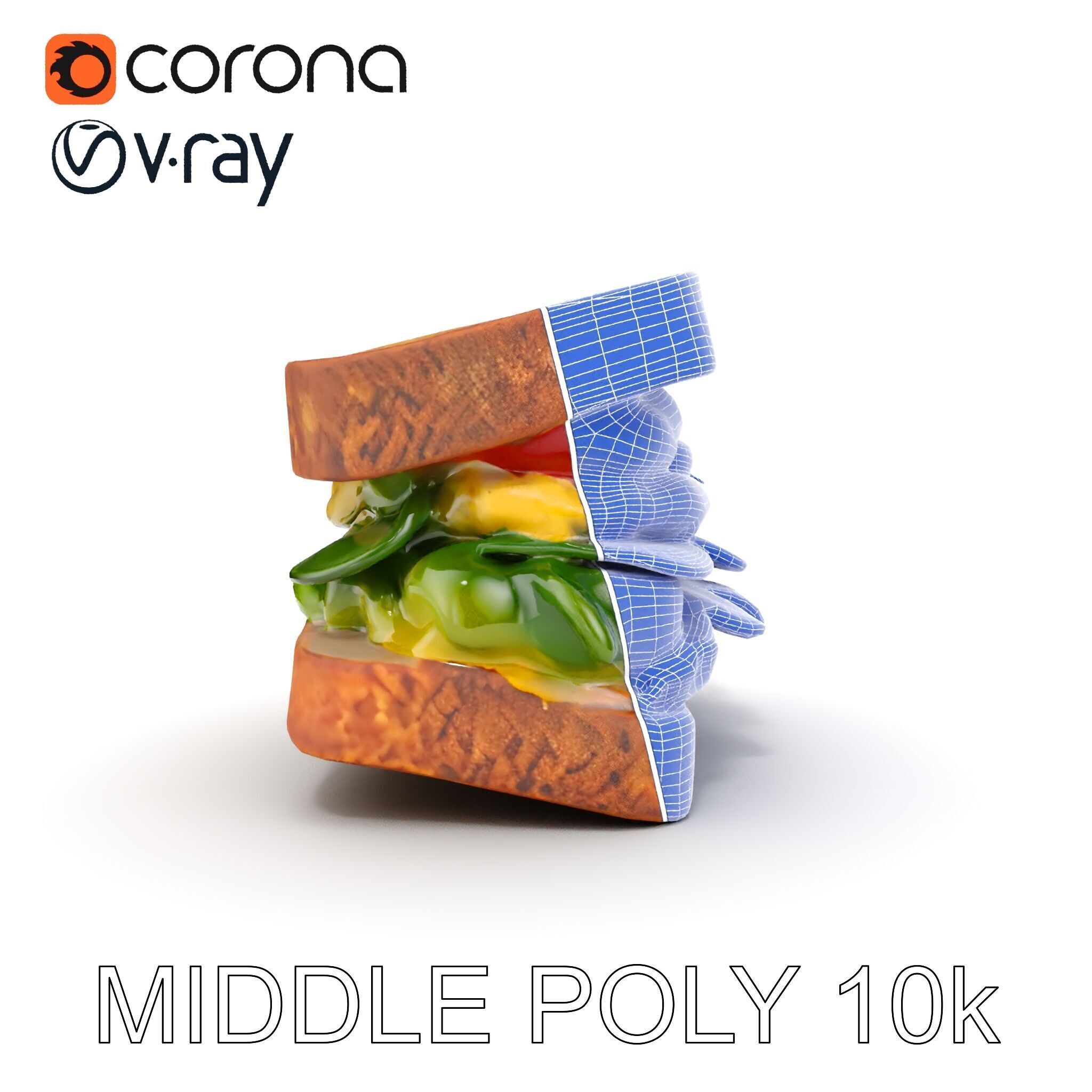 Vegetable Sandwich D Model Pack for Render and Game Design Low-poly 3D model_25