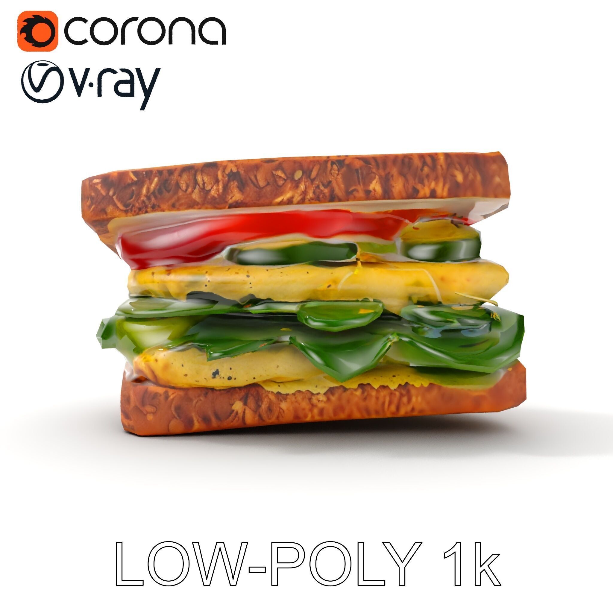 Vegetable Sandwich D Model Pack for Render and Game Design Low-poly 3D model_26