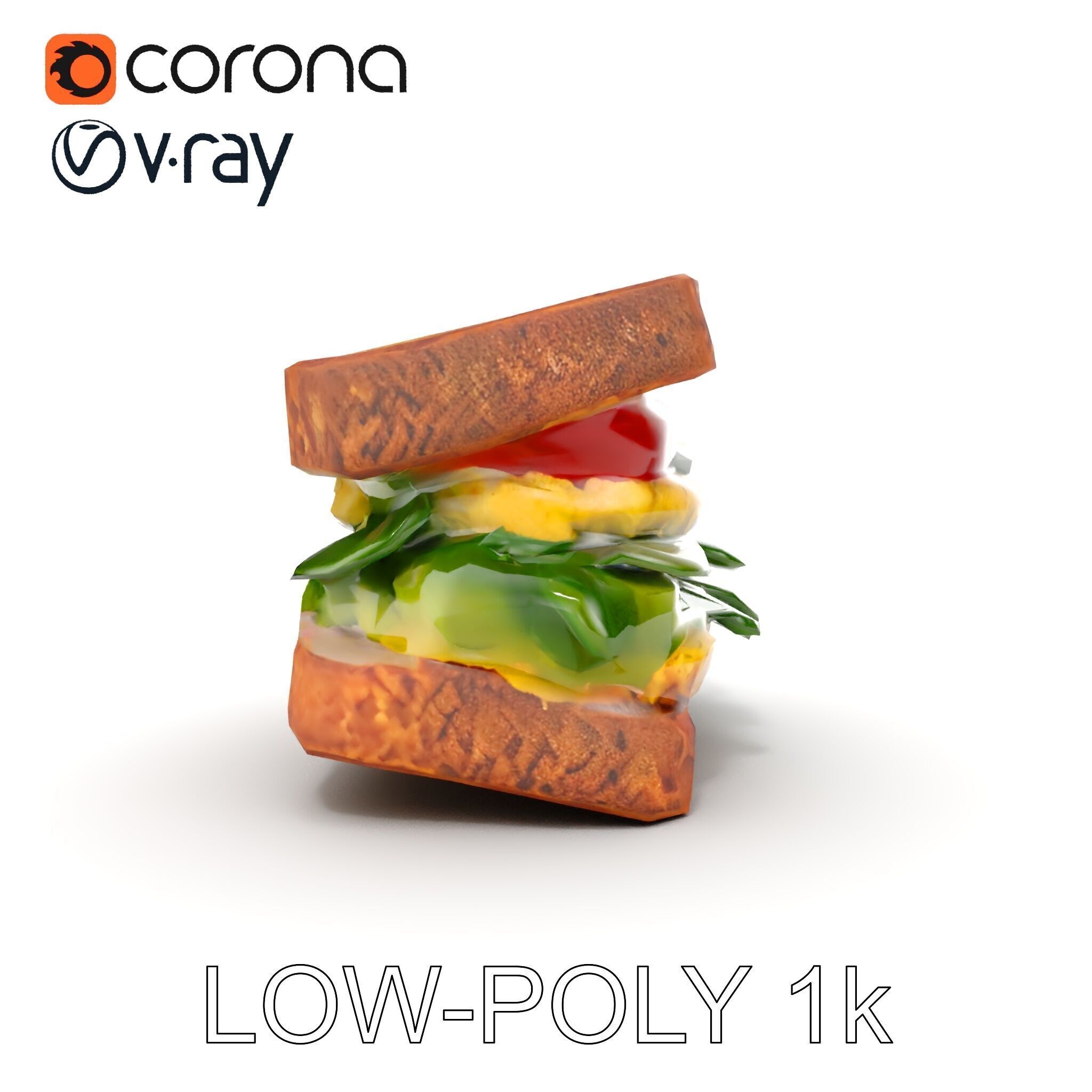 Vegetable Sandwich D Model Pack for Render and Game Design Low-poly 3D model_12
