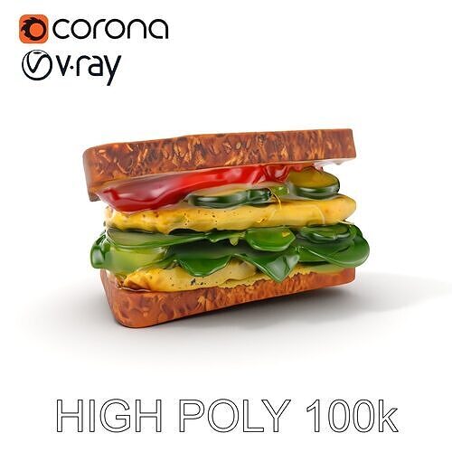 Vegetable Sandwich D Model Pack for Render and Game Design Low-poly 3D model