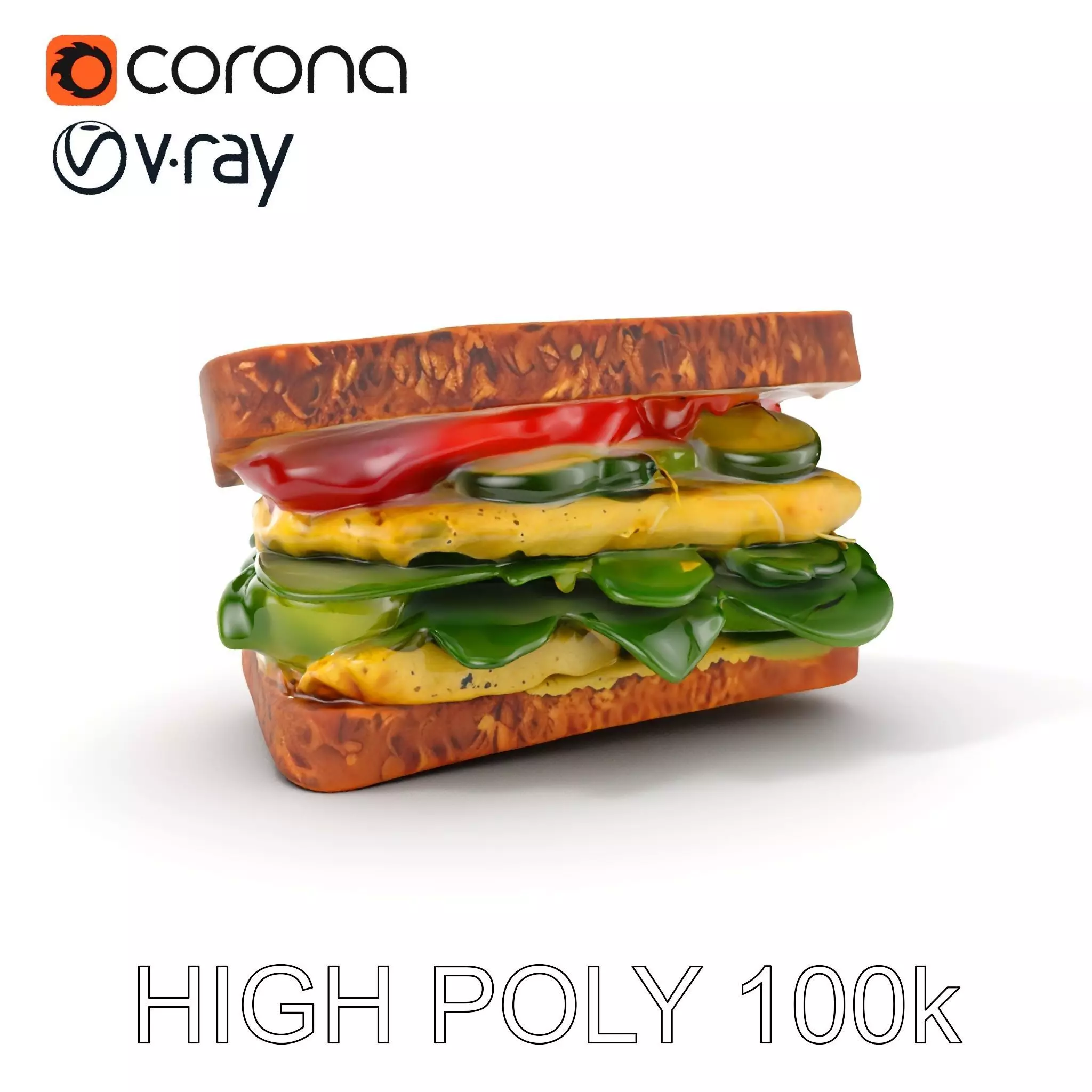 Vegetable Sandwich D Model Pack for Render and Game Design Low-poly 3D model_0